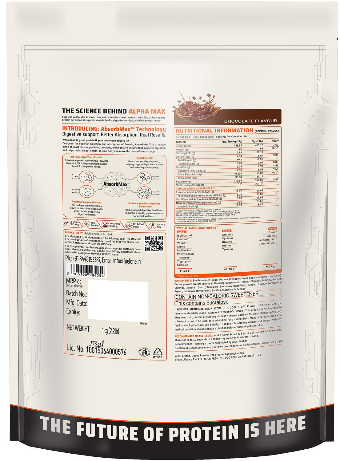 Image of FUELONE Alpha Max Protein Blend | 26g Protein Per Scoop | 5.28g BCAA,3.23g Glutamic Acid Whey Protein