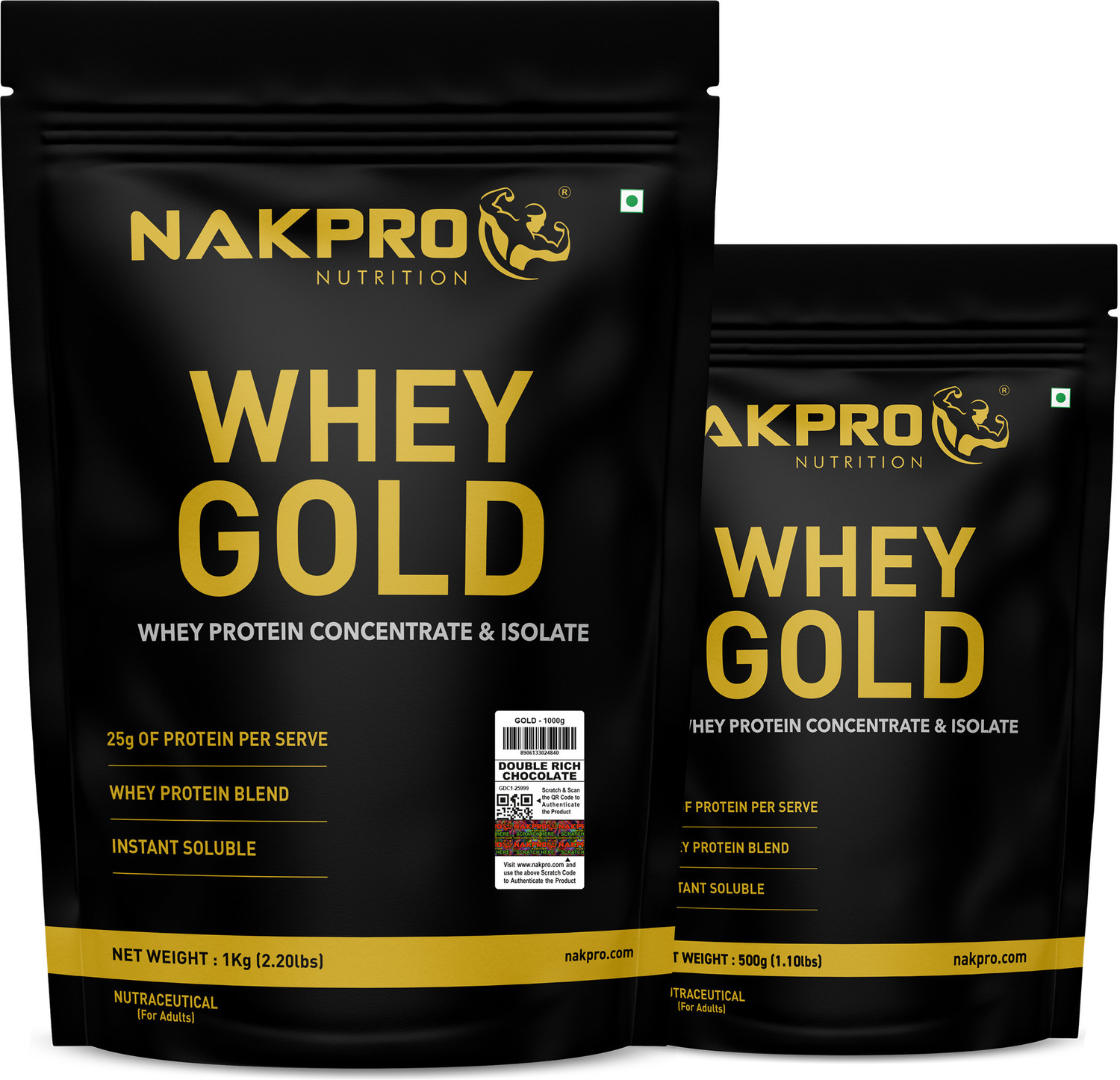 Image of Nakpro Gold Whey Protein Concentrate & Isolate | 25g Protein | Trustified Certified | Whey Protein