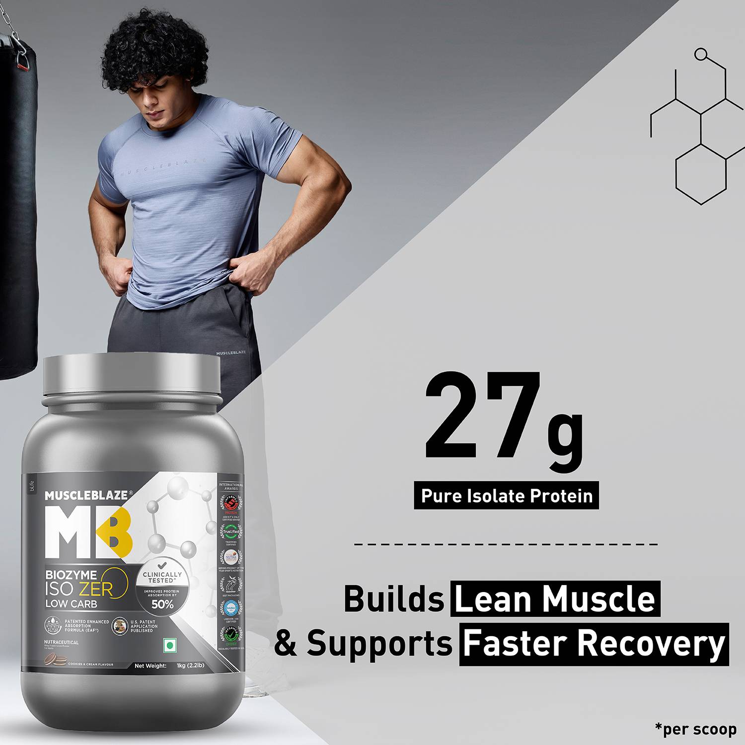 MUSCLEBLAZE Biozyme Iso-Zero, 27g - Image 4