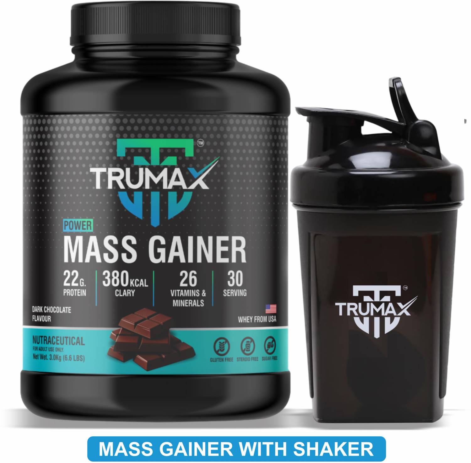 TRUMAX Power Mass Gainer 3kg with Shaker - Image 1