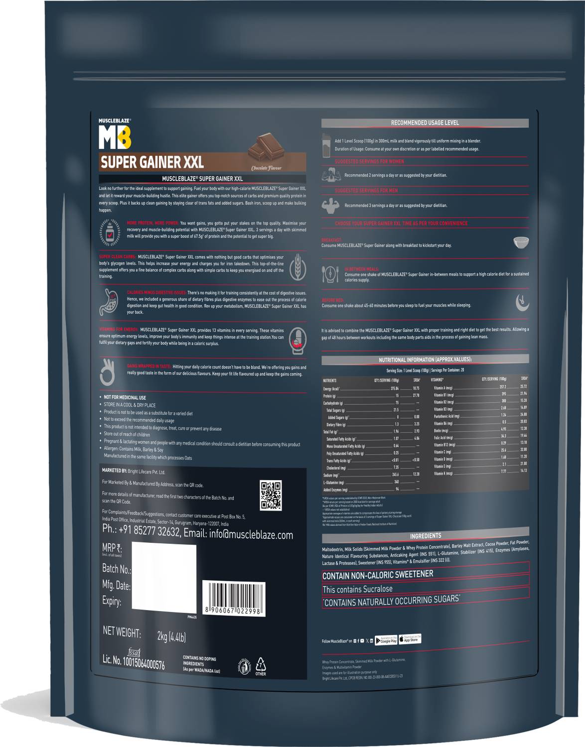 MUSCLEBLAZE Super XXL 2 kg Weight Gainer - Image 5