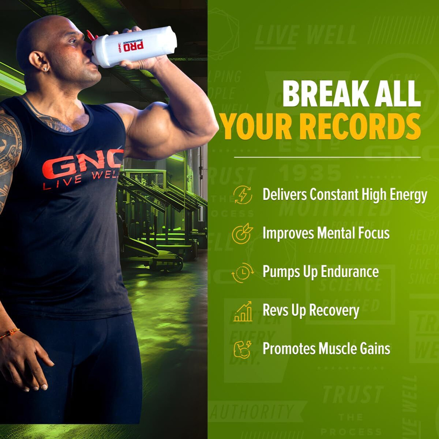 Image of GNC Pro Performance | 360 gm | 30 Servings | Blood Orange Pre Workout (360 g, Green Apple)