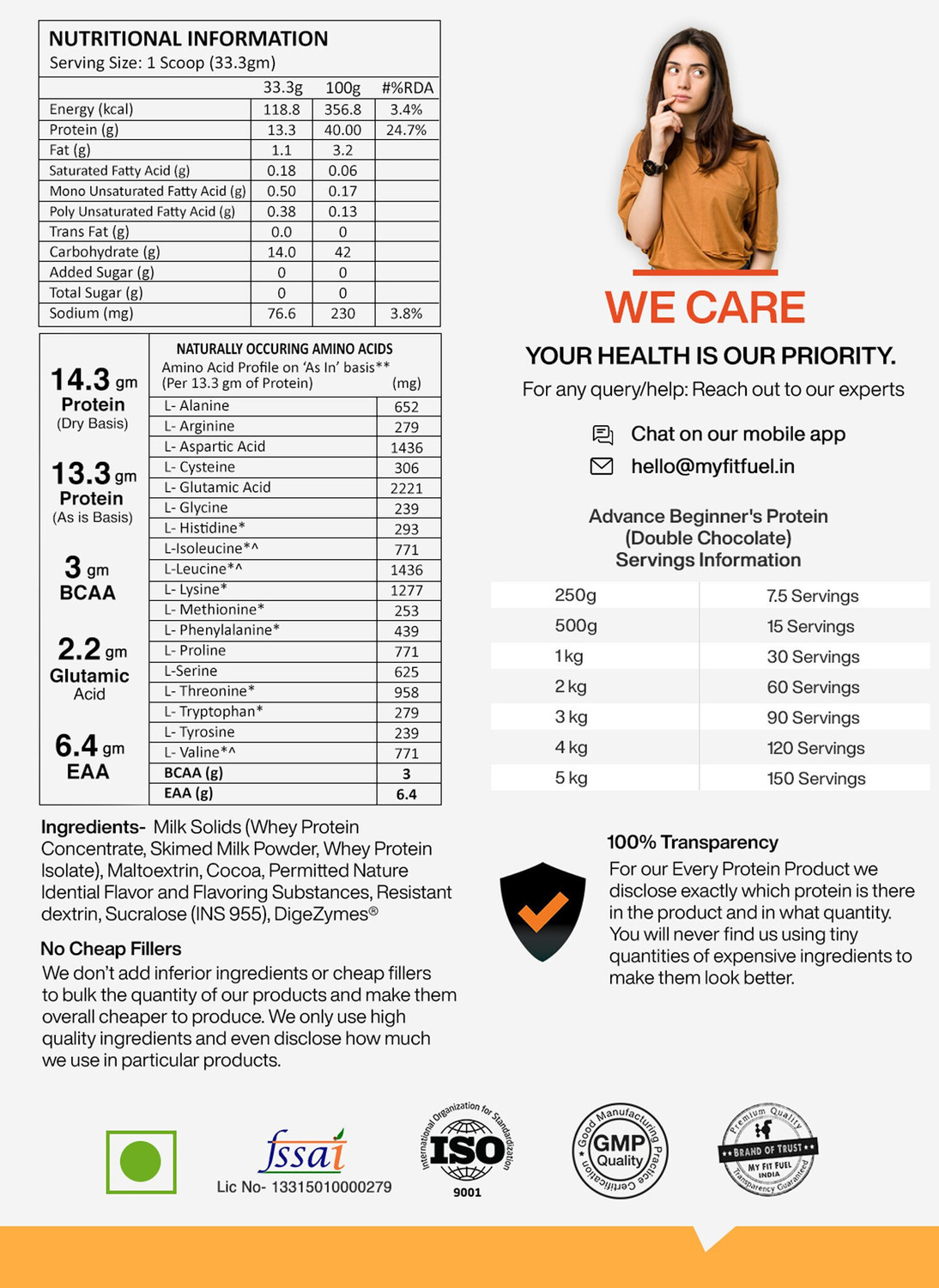 Image of MyFitFuel Advance Beginner's Protein- 1 Kg (2.2 lbs) Double Chocolate Protein Blends