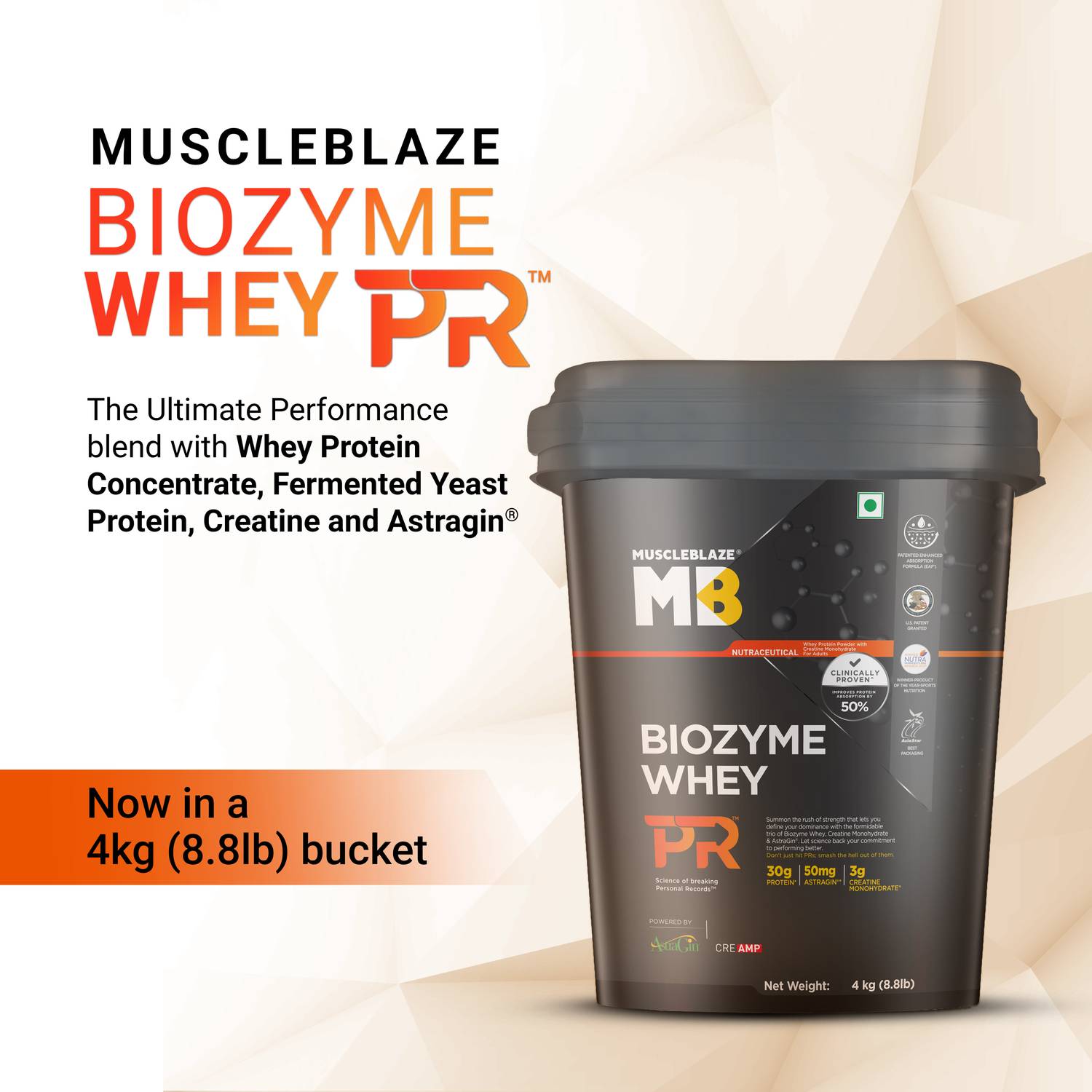 MUSCLEBLAZE Biozyme Whey PR with Creatine Monohydrate & AstraGin - Image 2