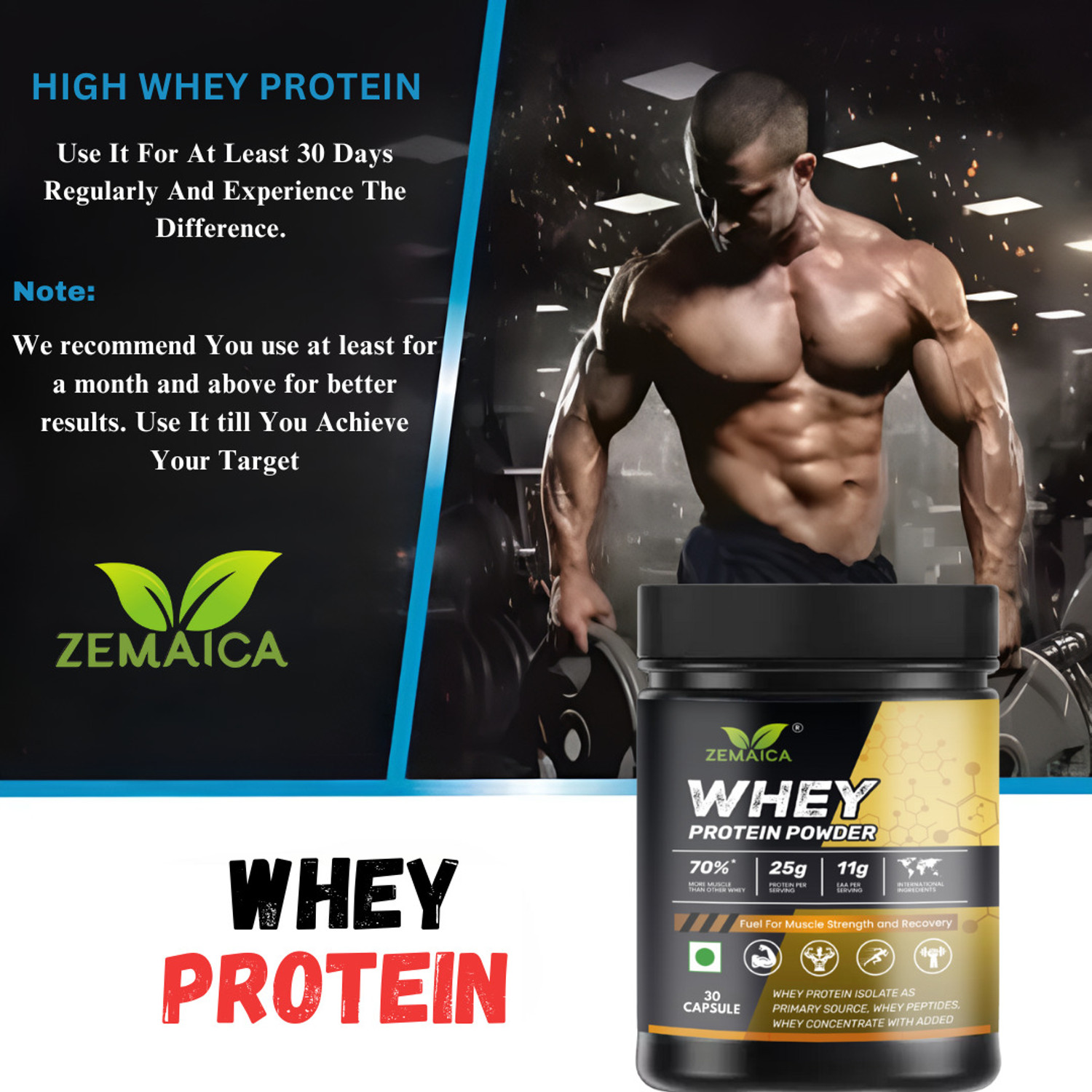 Image of ZEMAICA Whey Protein Capsule / Improve Muscle Strength Faster Muscle Recovery Whey Protein