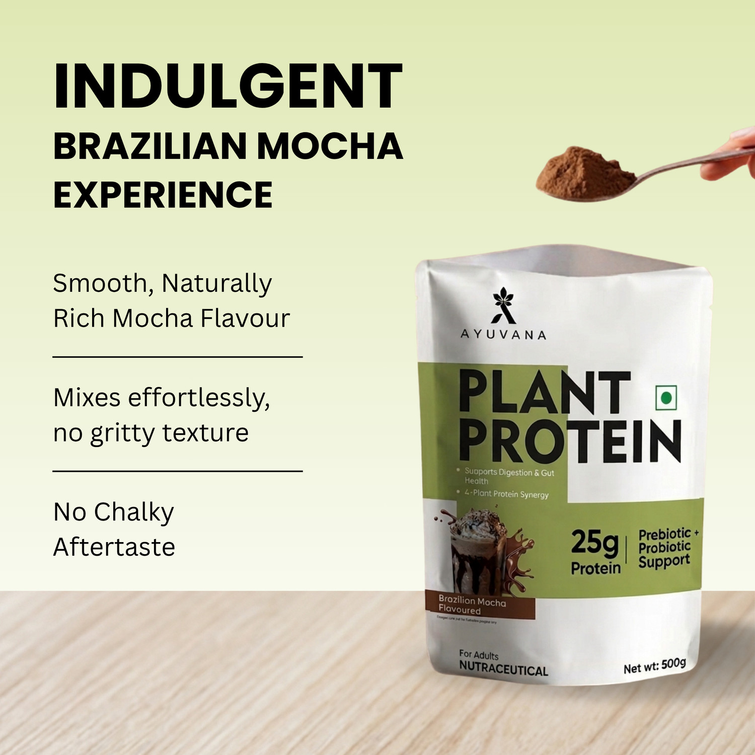 Image of Ayuvana Plant Protein Powder with Prebiotics & Probiotics Plant-Based Protein