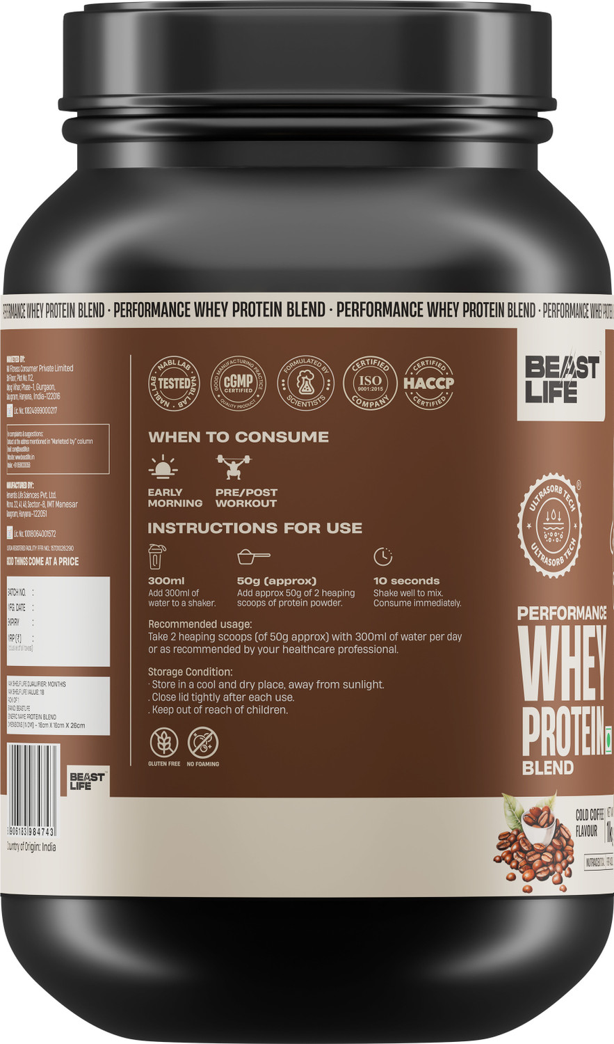 Image of BeastLife Performance Yeast Whey Blend | 34g Protein | 5.7g BCAA | Muscle Growth Whey Protein