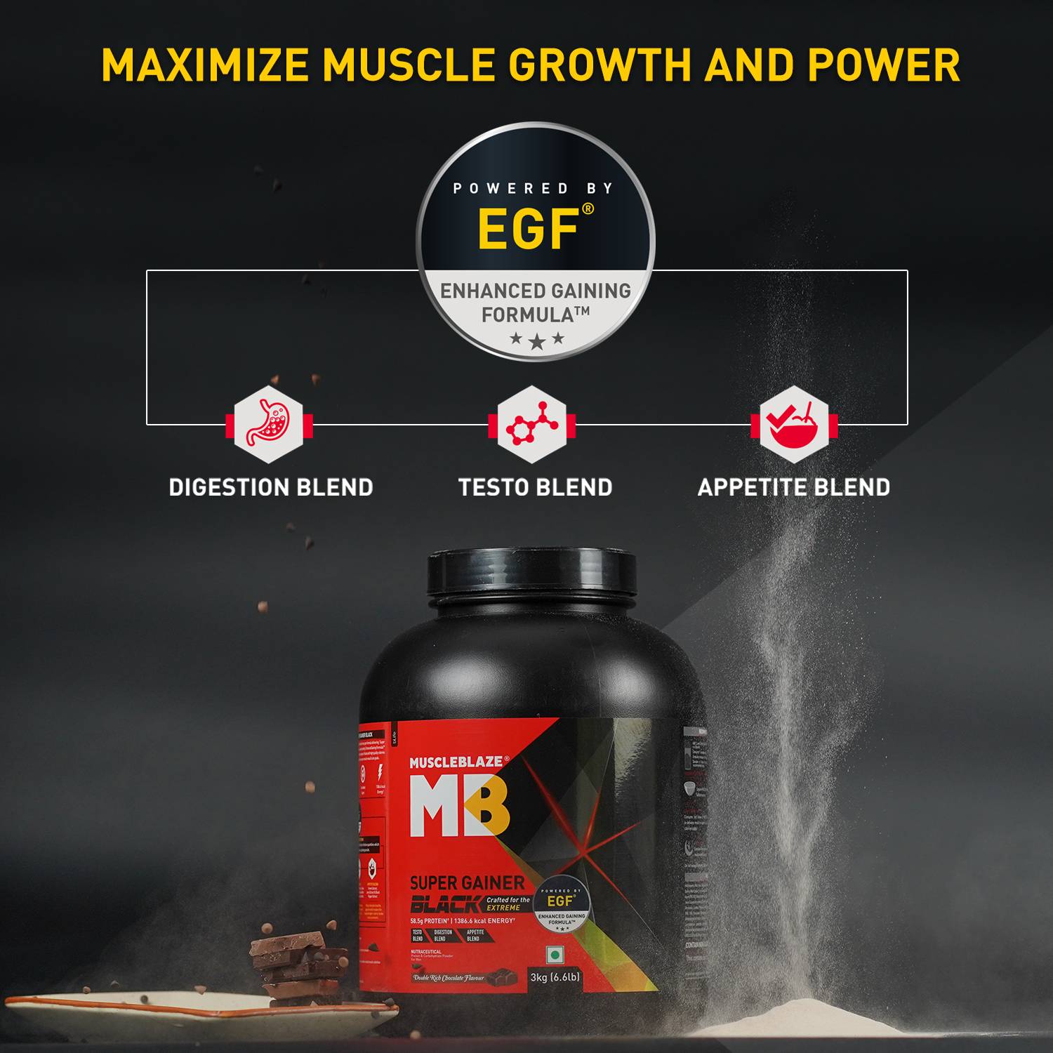 MUSCLEBLAZE Super Gainer Black 1 kg - Image 4