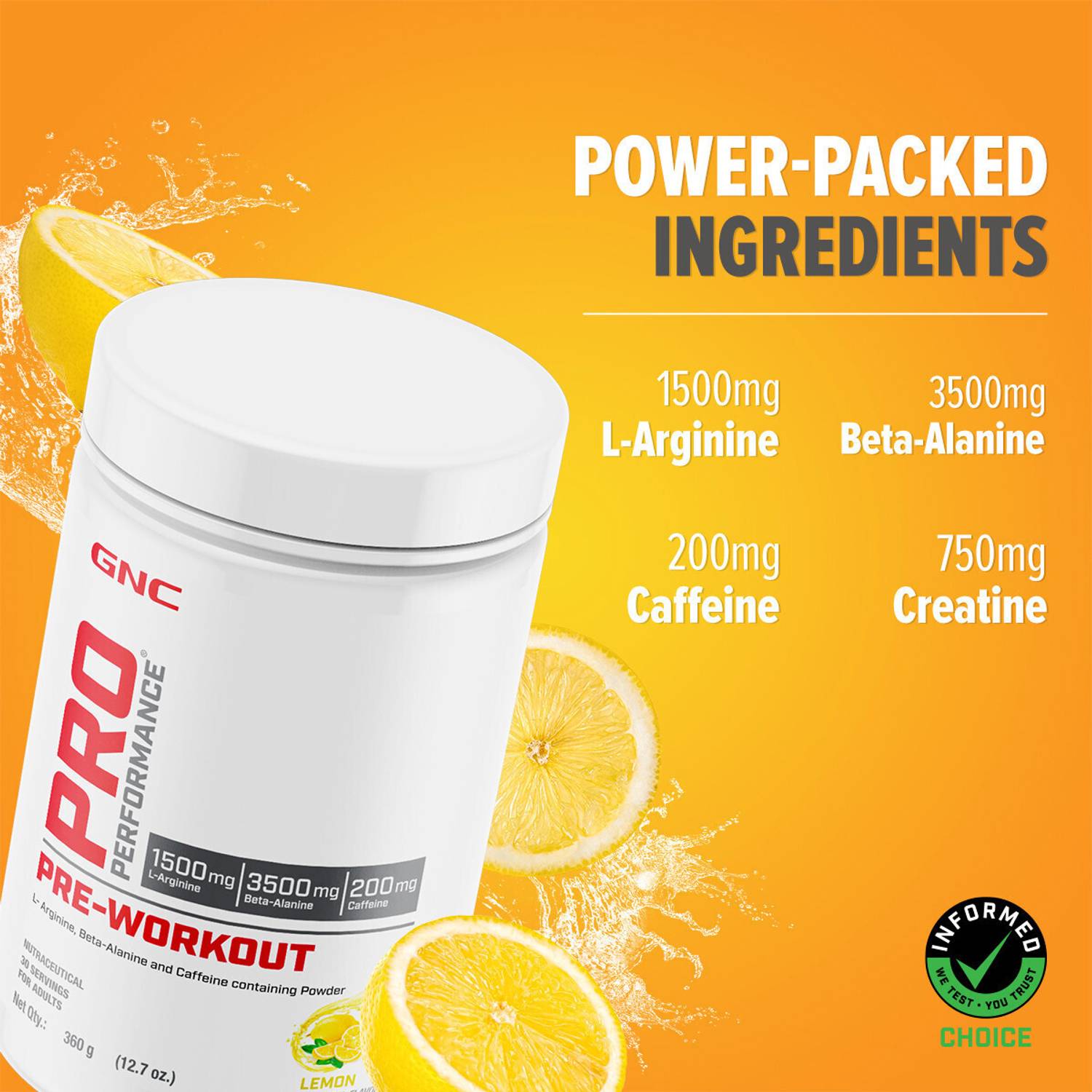 GNC Pro Performance 360g Blood Orange Pre Workout - Image 3