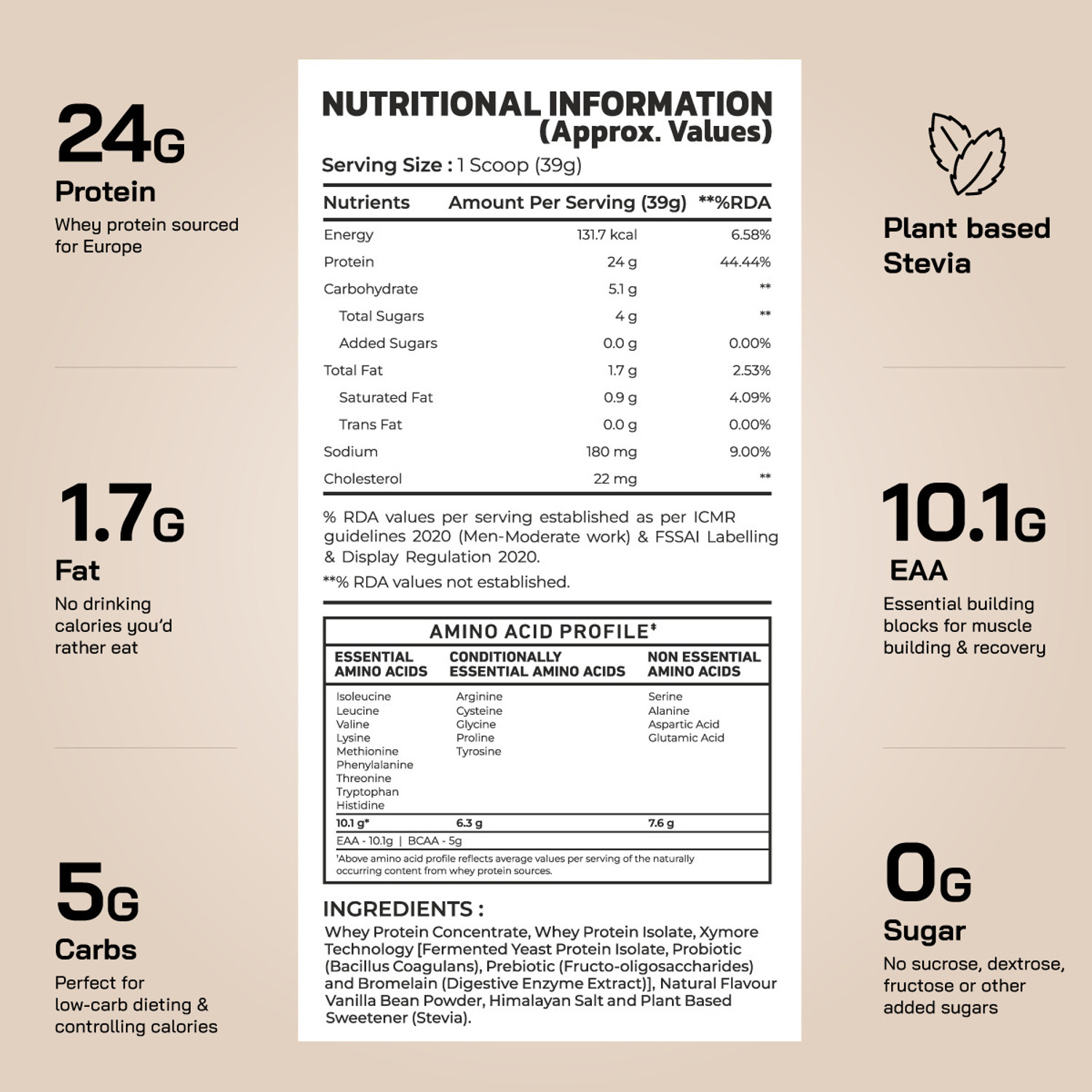 Image of BIGMUSCLES NUTRITION Whey Protein | 24g Whey Protein Concentrate + Isolate | 5g BCAA | Xymore Tech. Whey Protein