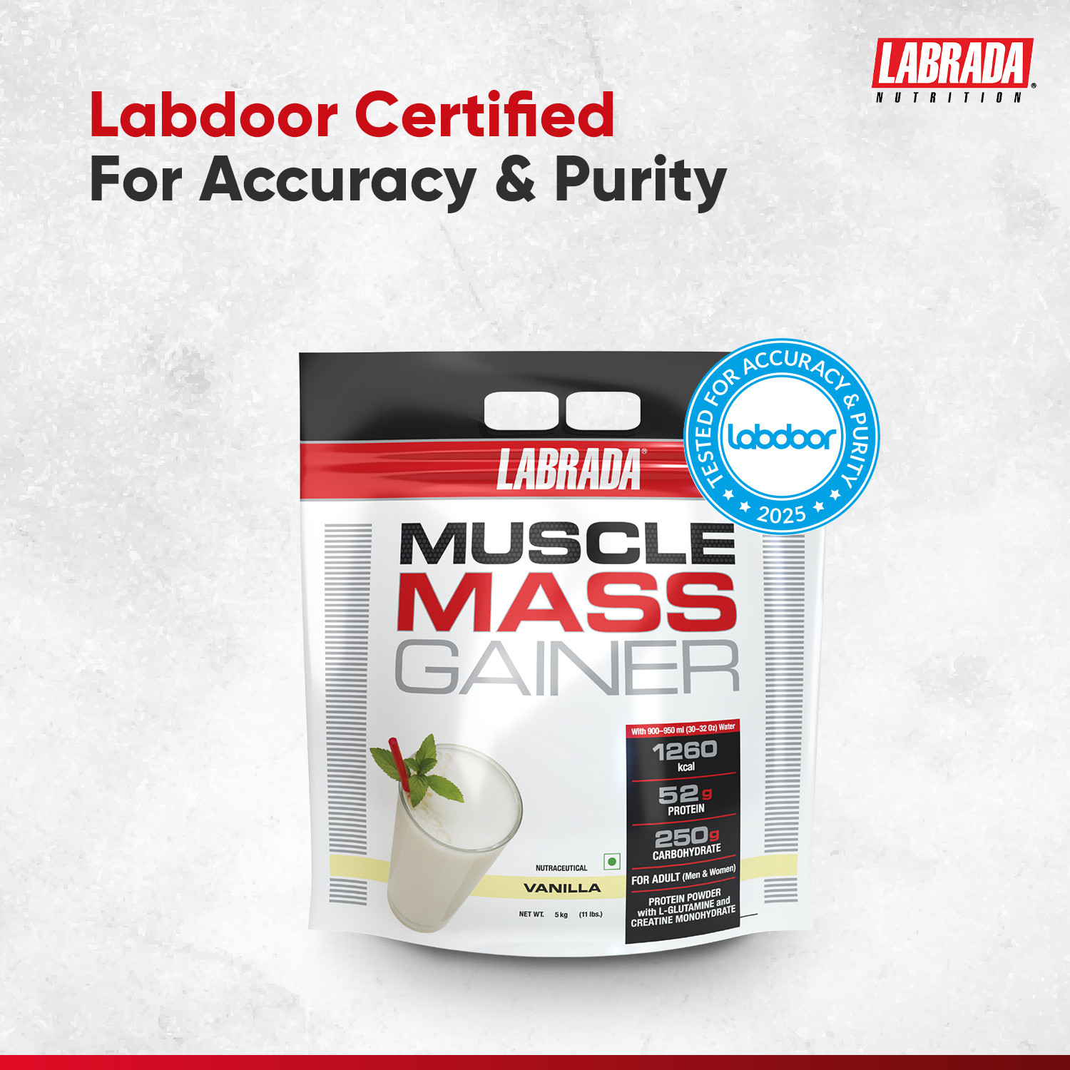 Image of Labrada Muscle Mass Gainer Vanilla | Weight Gainer with Protein | 15 Servings Weight Gainers /Mass Gainers