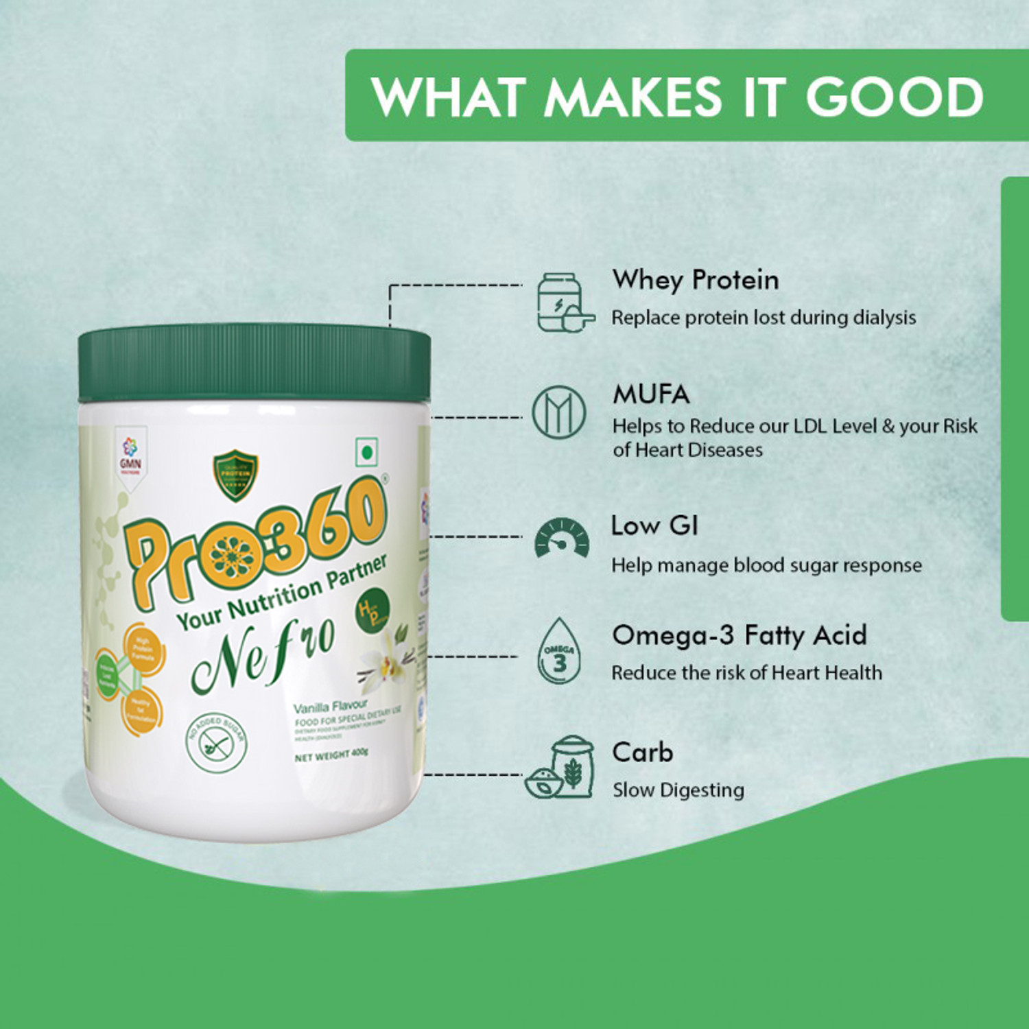 Image of PRO360 Nefro HP - Dialysis Care Nutritional Protein Supplement for Kidney /Renal Health Protein Blends