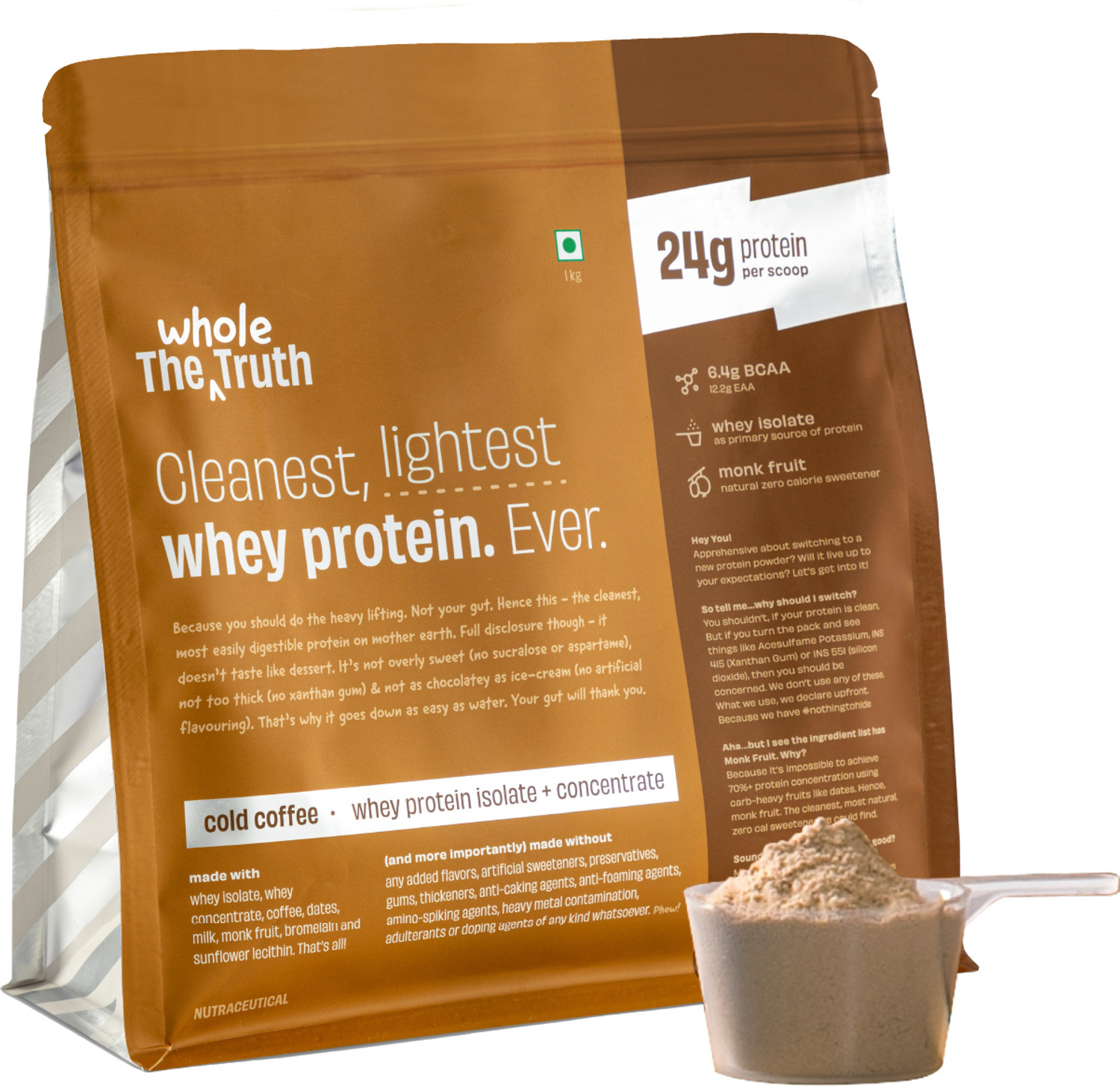 Image of The Whole Truth Cold Coffee 1 kg|24g Protein|6.6g BCAA Whey Protein