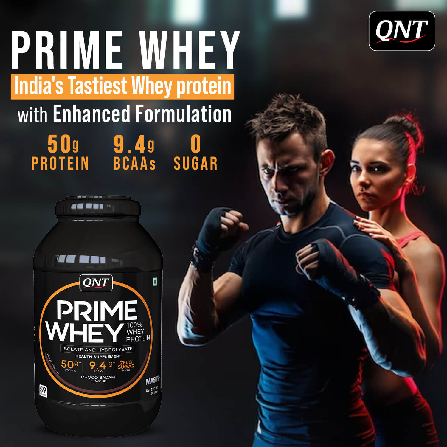 Image of QNT Prime Whey, 100% Whey Protein with whey Isolate, 4kg, Irish Chocolate Flavour Whey Protein