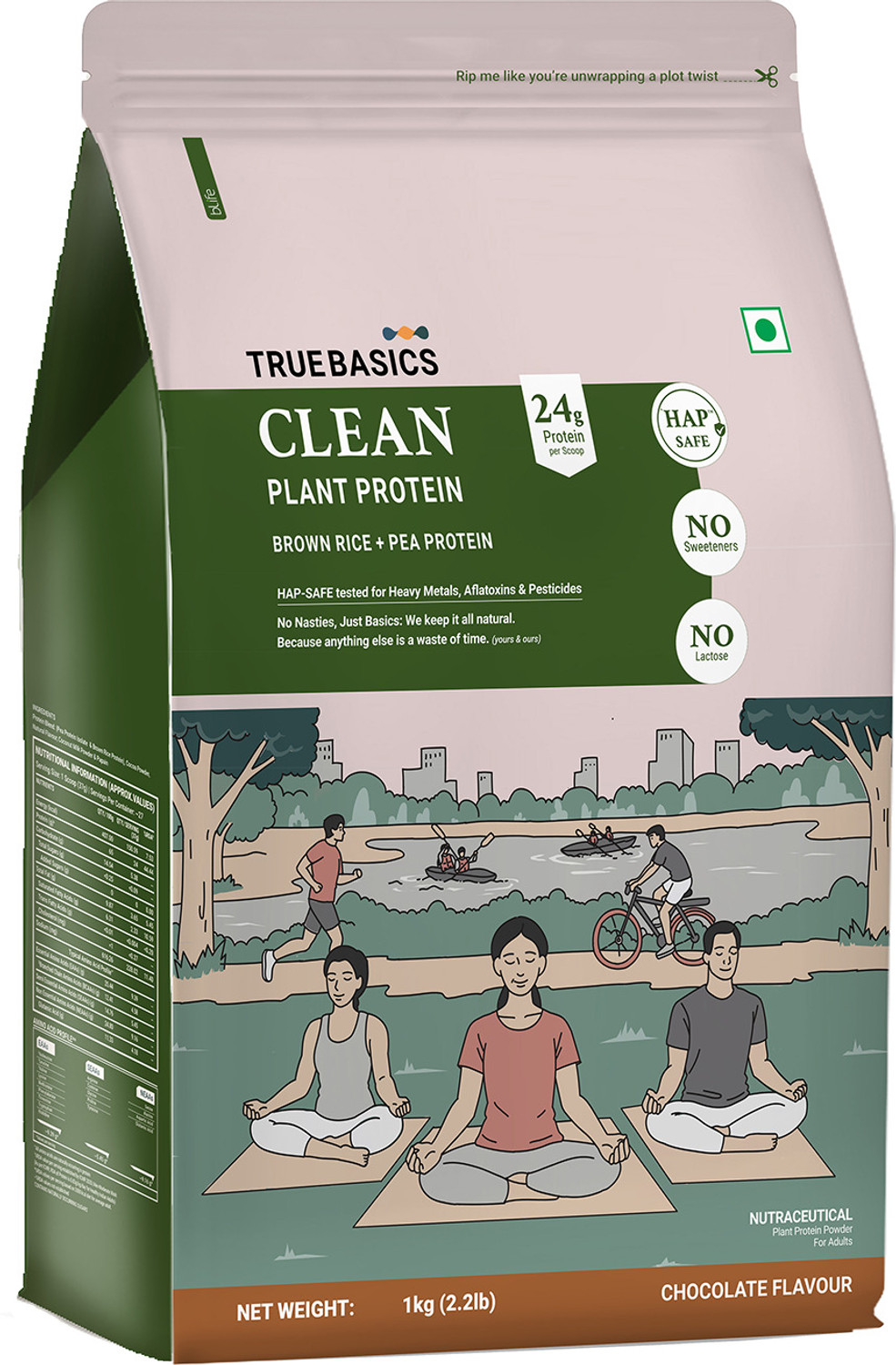 Image of TrueBasics Clean Plant Protein Powder Brown Rice +Pea Plant-Based Protein