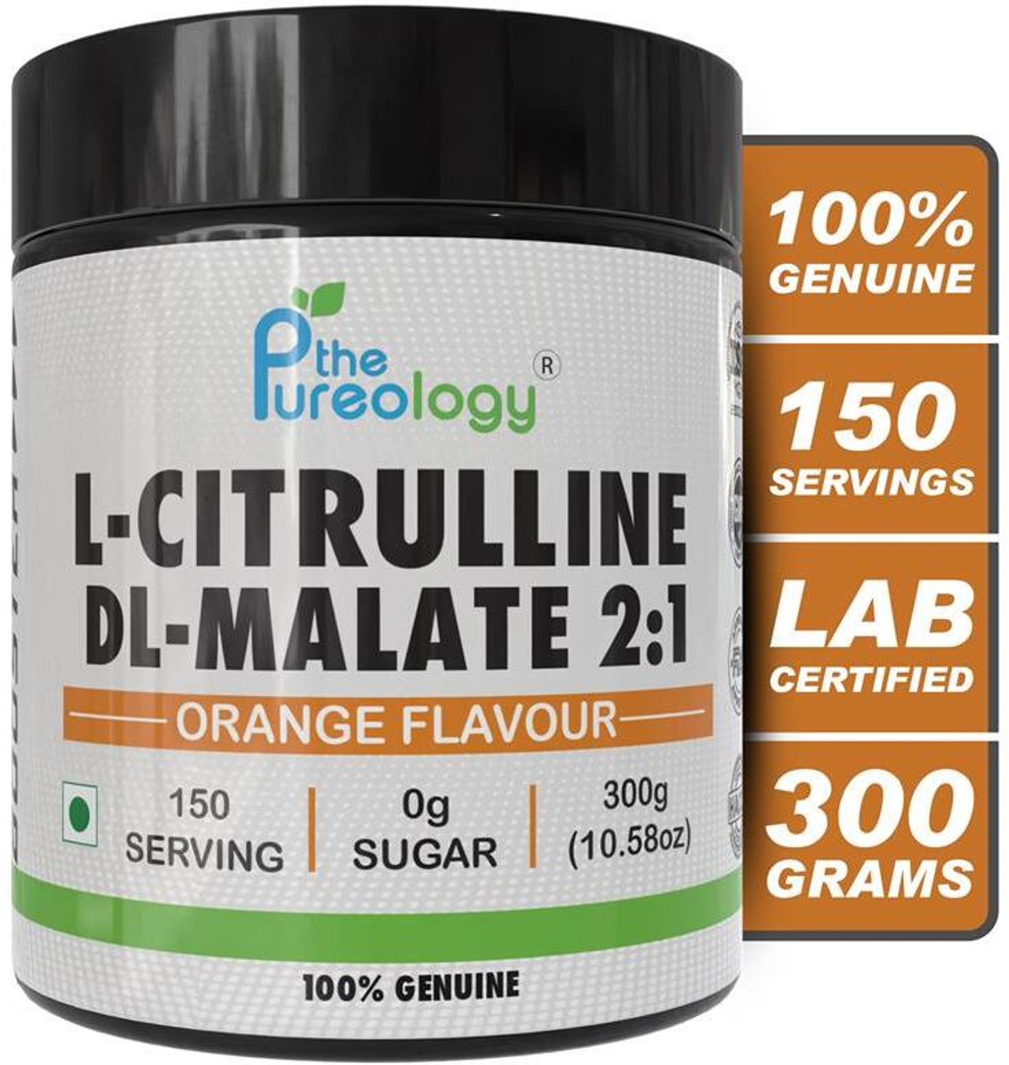 Image of thepureology l-Citrulline orange Flavour jar Pre Workout