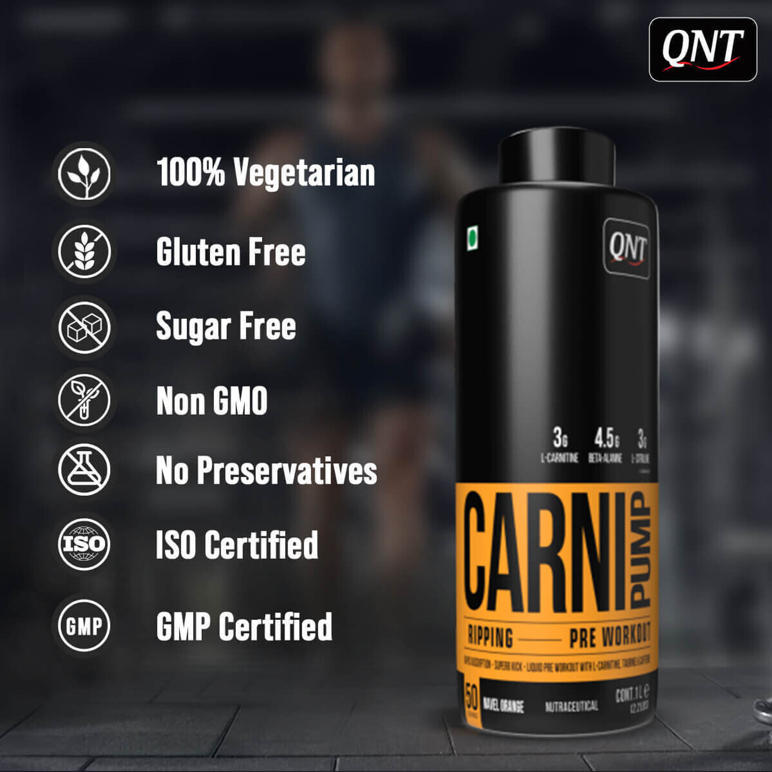 Image of QNT CARNIPUMP, Instant Energy Drink, Fat Loss Liquid Pre-Workout Pre Workout