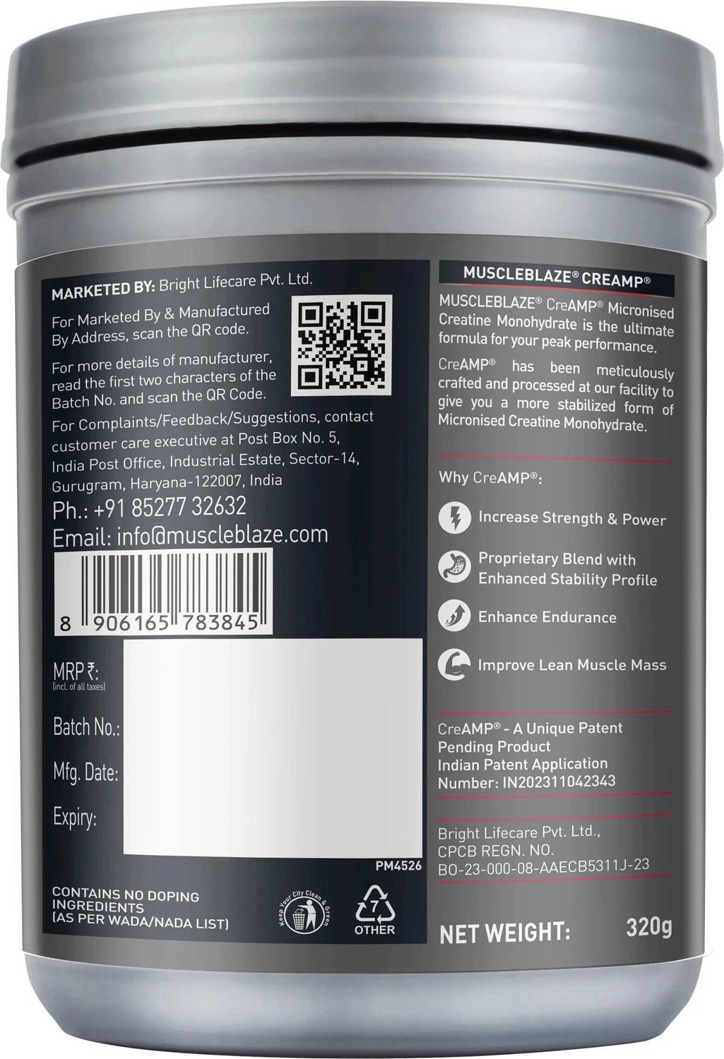 MUSCLEBLAZE Micronised Monohydrate Creatine 320 g - Image 5