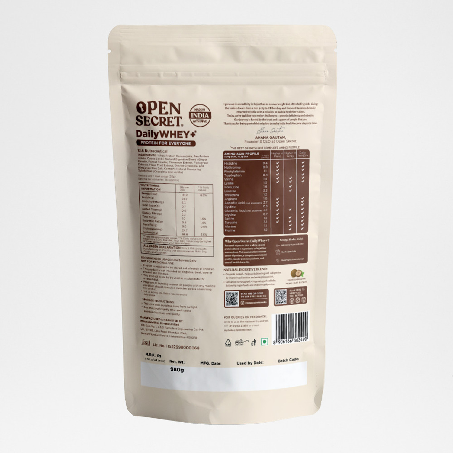 Image of OPEN SECRET India's 1st Whey+ Protein Powder - Complete Protein with Whey and Plant Protein Blends