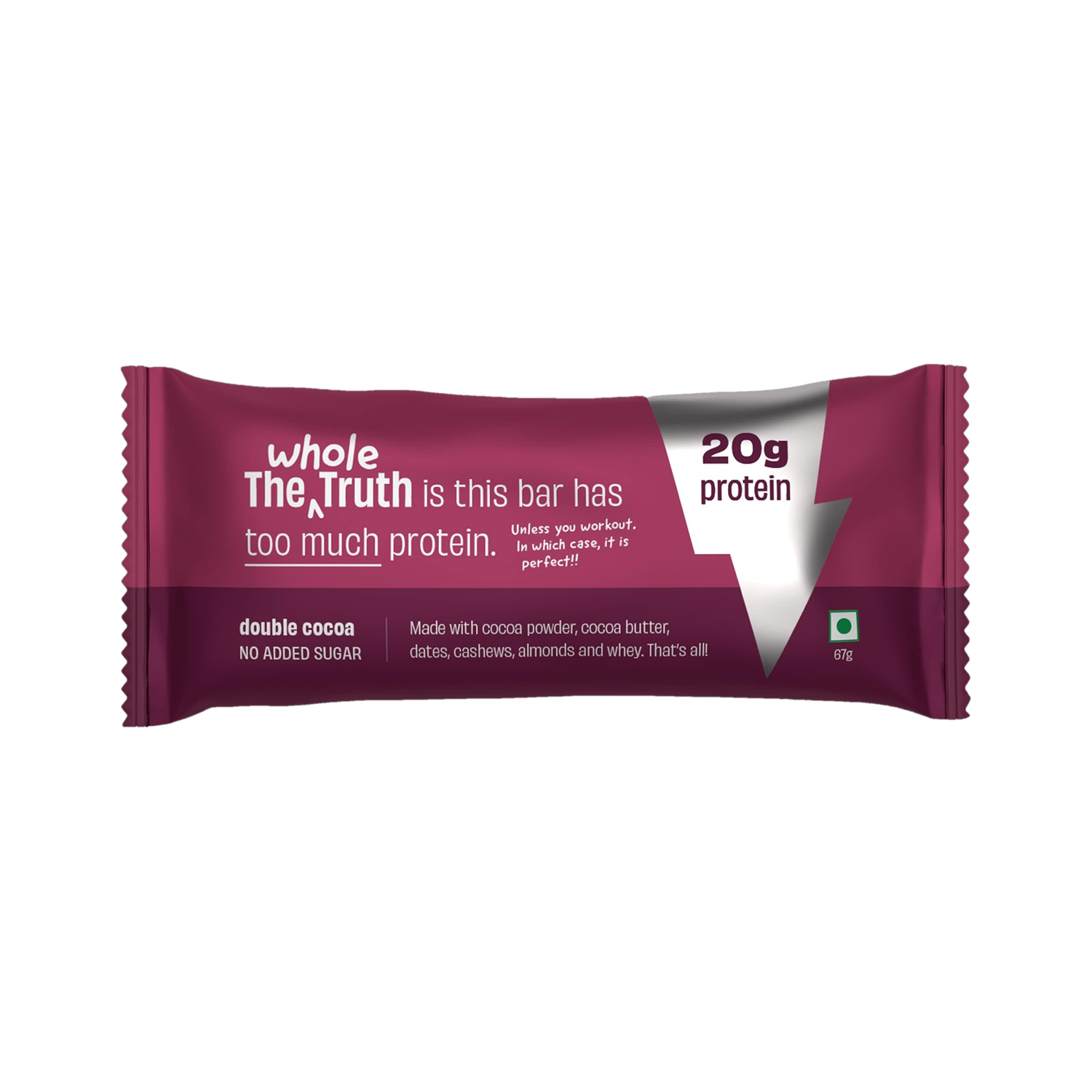 Image of The Whole Truth High Protein Double Cocoa 20g Protein | Protein Bar | No Added Sugar Nutrition Bars