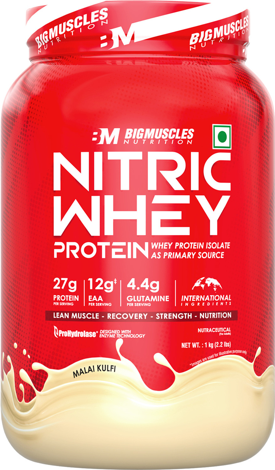 Image of BIGMUSCLES NUTRITION Nitric Whey Protein | 27g Whey Protein Isolate with ProHydrolase Enzyme Tech. | Whey Protein