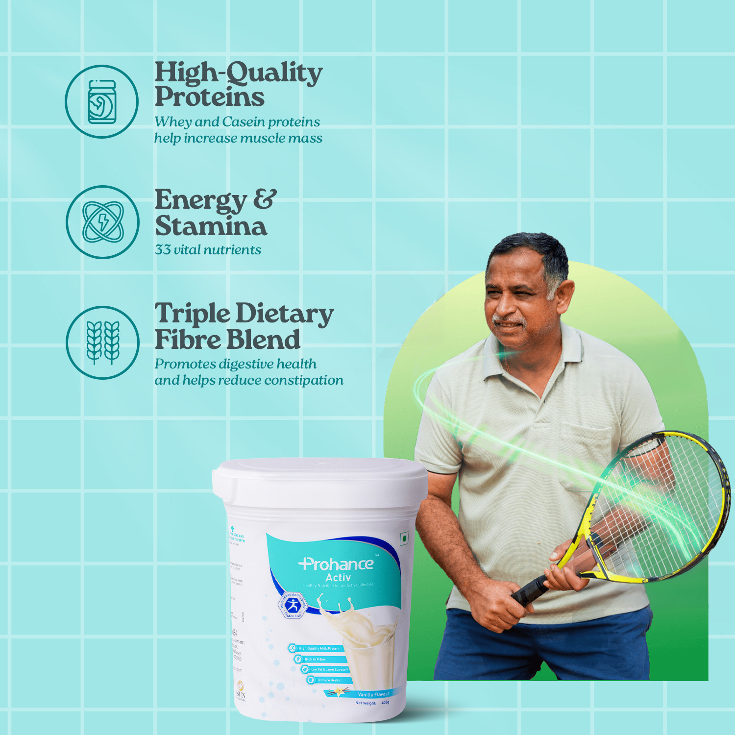 Image of prohance Activ Protien Powder, Building Muscle Mass & Strength for an Active Lifestyle