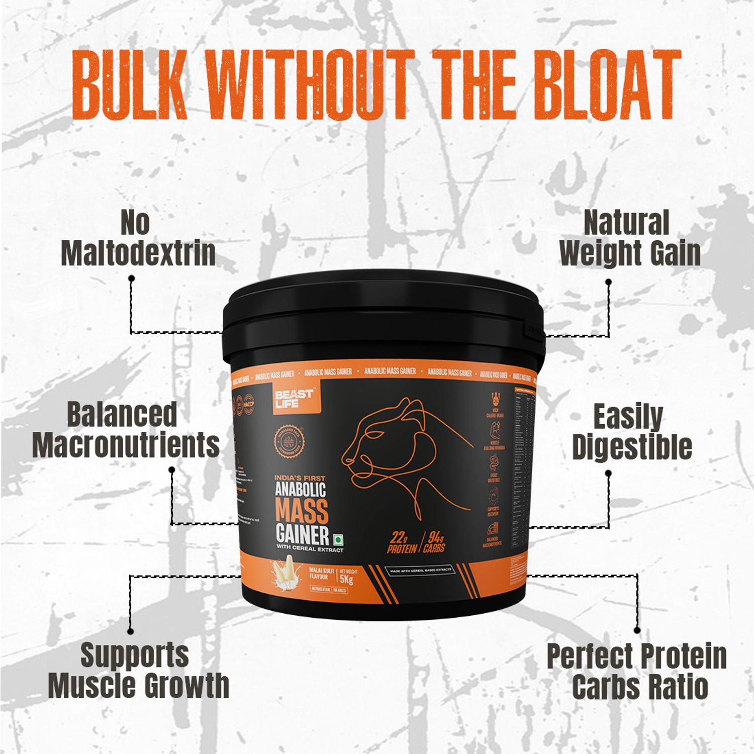 Image of BeastLife High Protein Weight Gainer - No Maltodextrin | Cereal Based Extract Weight Gainers /Mass Gainers