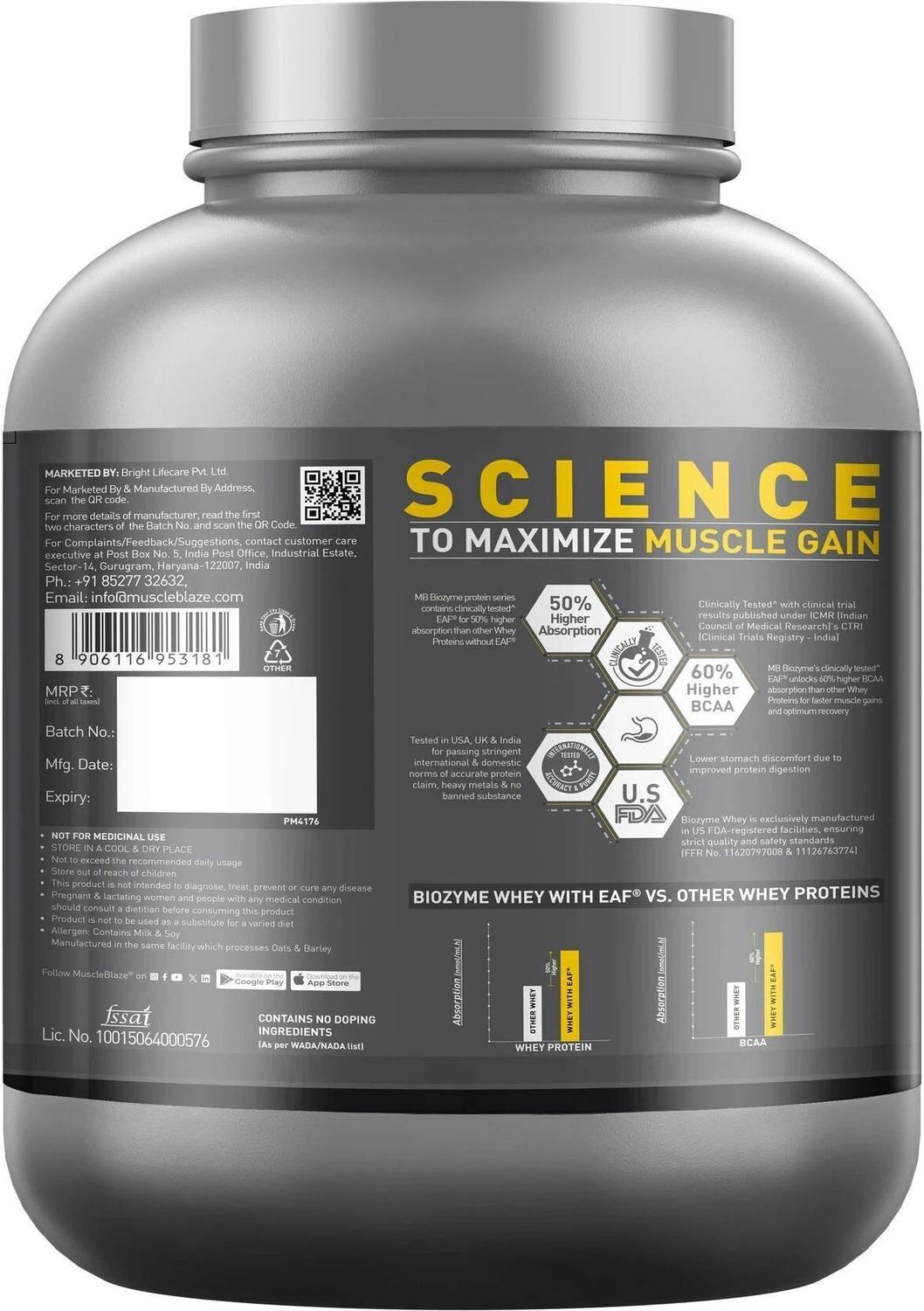 MUSCLEBLAZE Biozyme Performance Whey Protein, 25g - Image 4