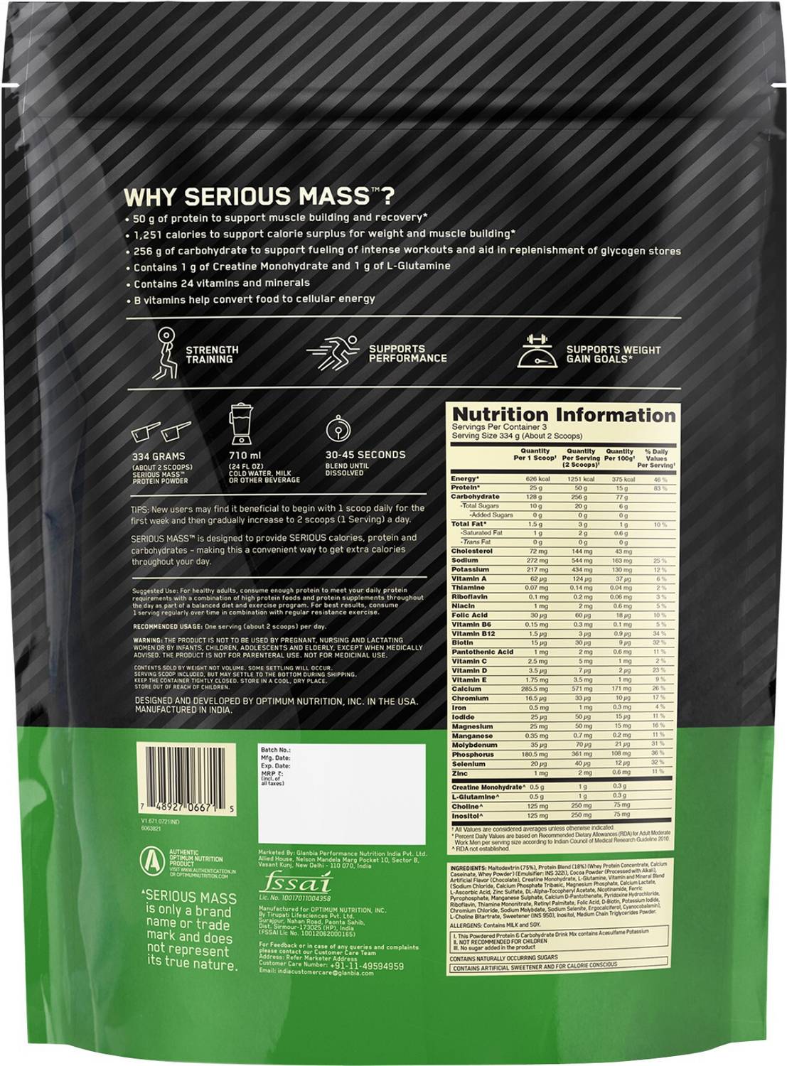 Optimum Nutrition Serious Mass Gainer - Image 3