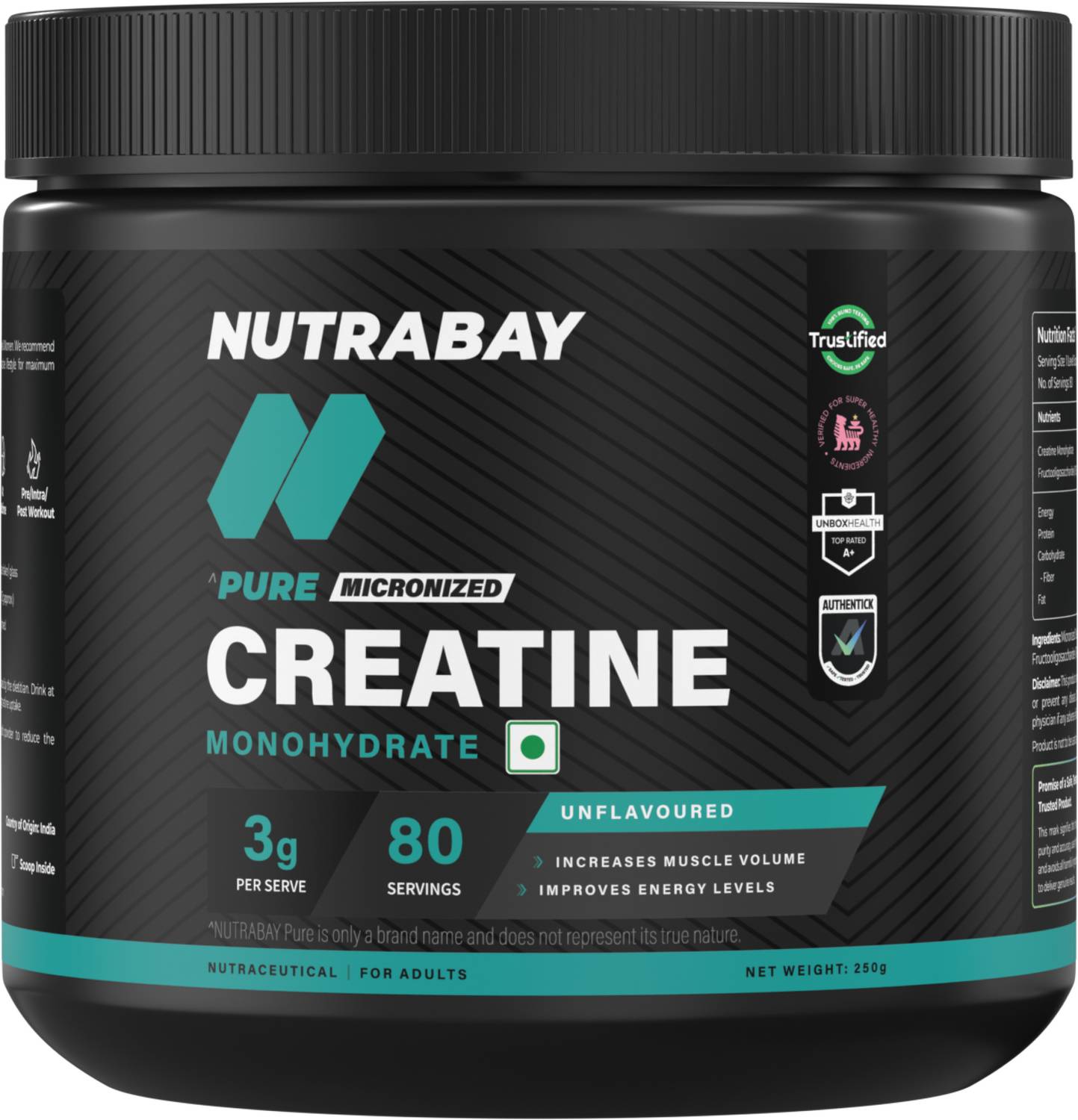 Nutrabay Pure Series Micronized Creatine Monohydrate 83 Servings - Image 1