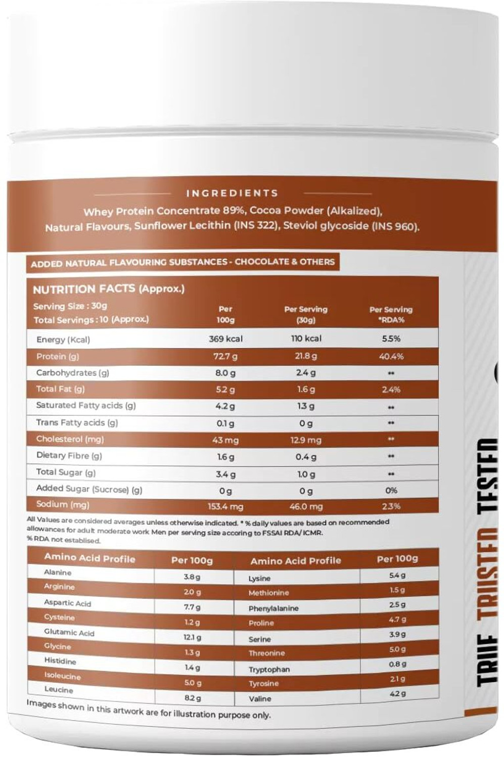 Image of NATURALTEIN Natural Whey Protein Concentrate Chocolate | 300g | Naturally Flavored Whey Protein