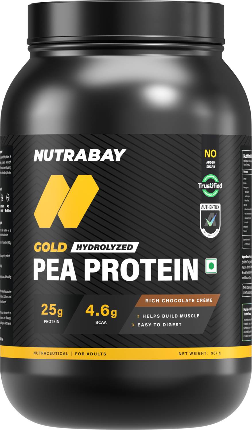 Nutrabay Gold Pea Protein Powder, 25g Protein, 4.6g BCAA, Plant-Based at ₹1,149 (39% Off) – Flipkart