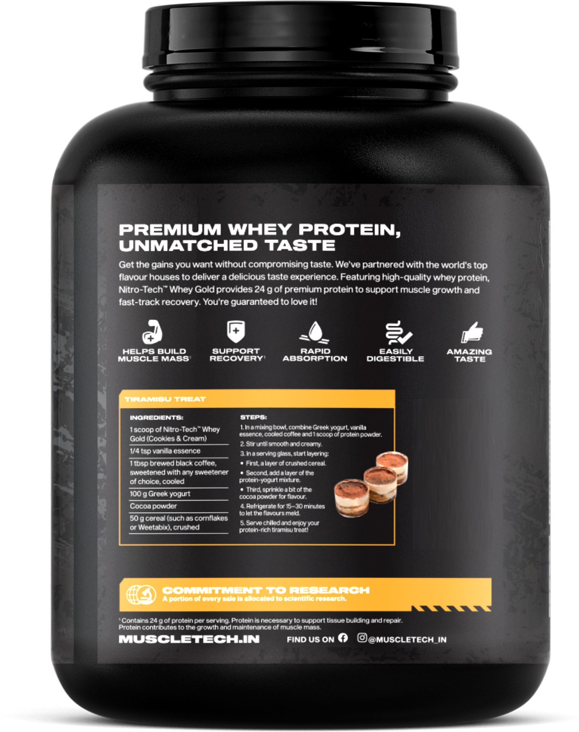 Image of Muscletech Nitro-Tech Whey Gold Protein Powder | 24 g Protein & 5.4 g Whey Protein