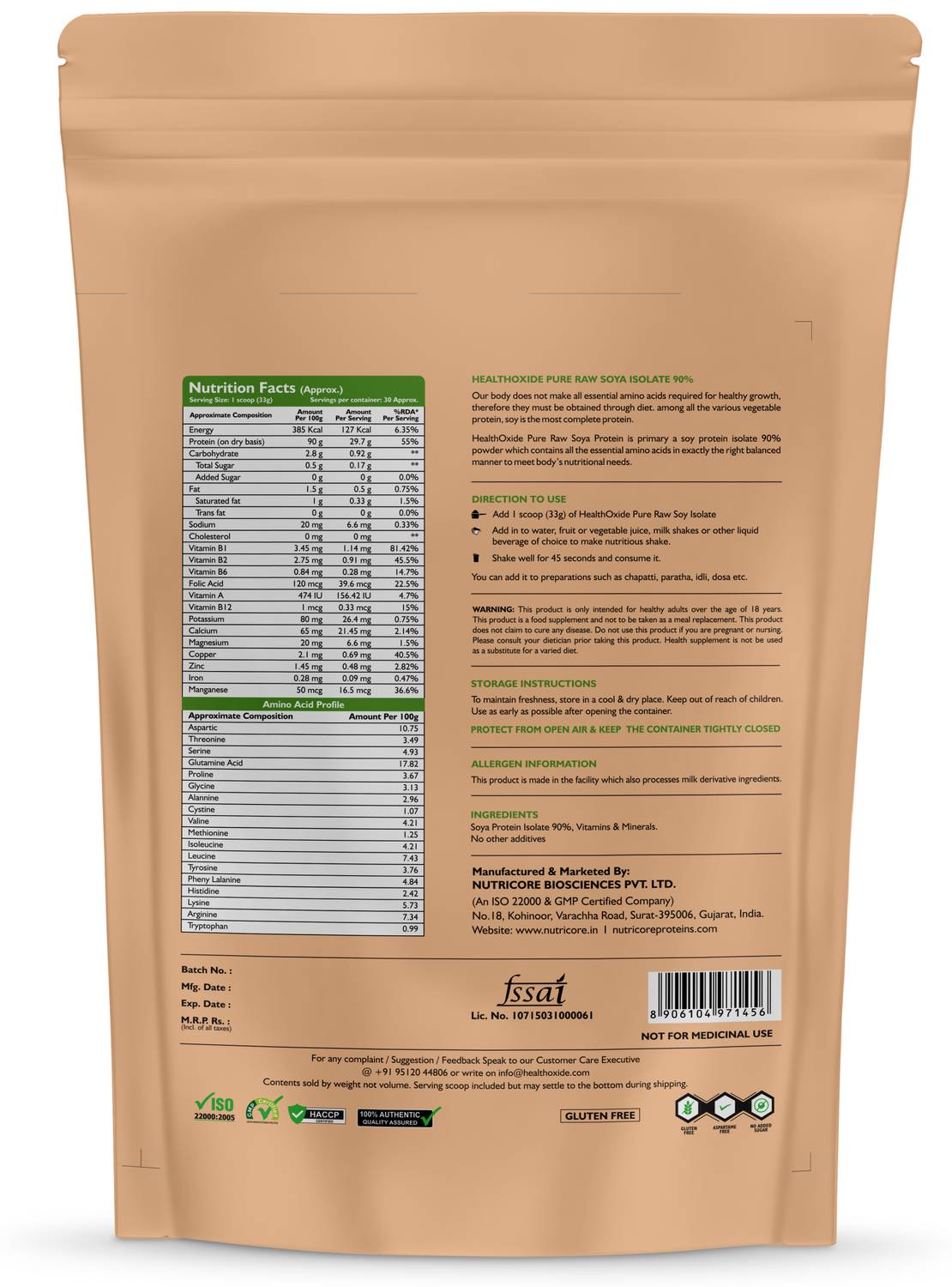 HEALTHOXIDE Raw Soya Isolate Protein 2 kg - Image 2