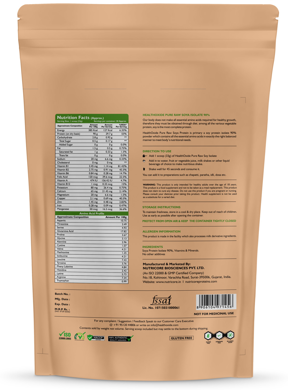 Image of HEALTHOXIDE Raw Soya Isolate Plant-Based Protein (2 kg, Raw Soya Isolate)