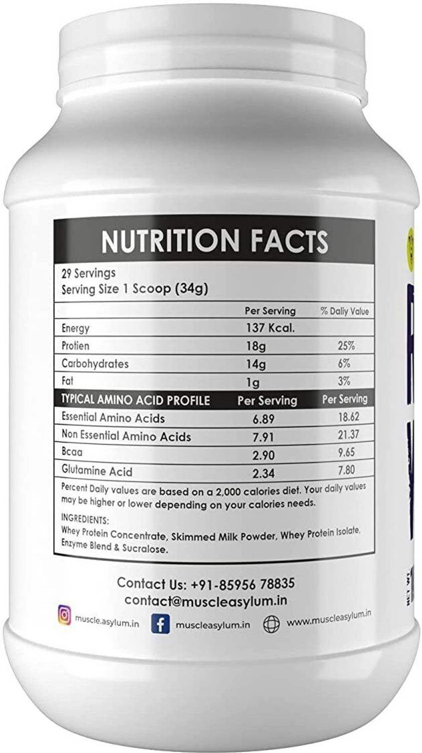 Image of Muscle Asylum Raw Whey Protein Unflavoured, 1 kg and Flavour Powder (Cookie & Cream) Whey Protein