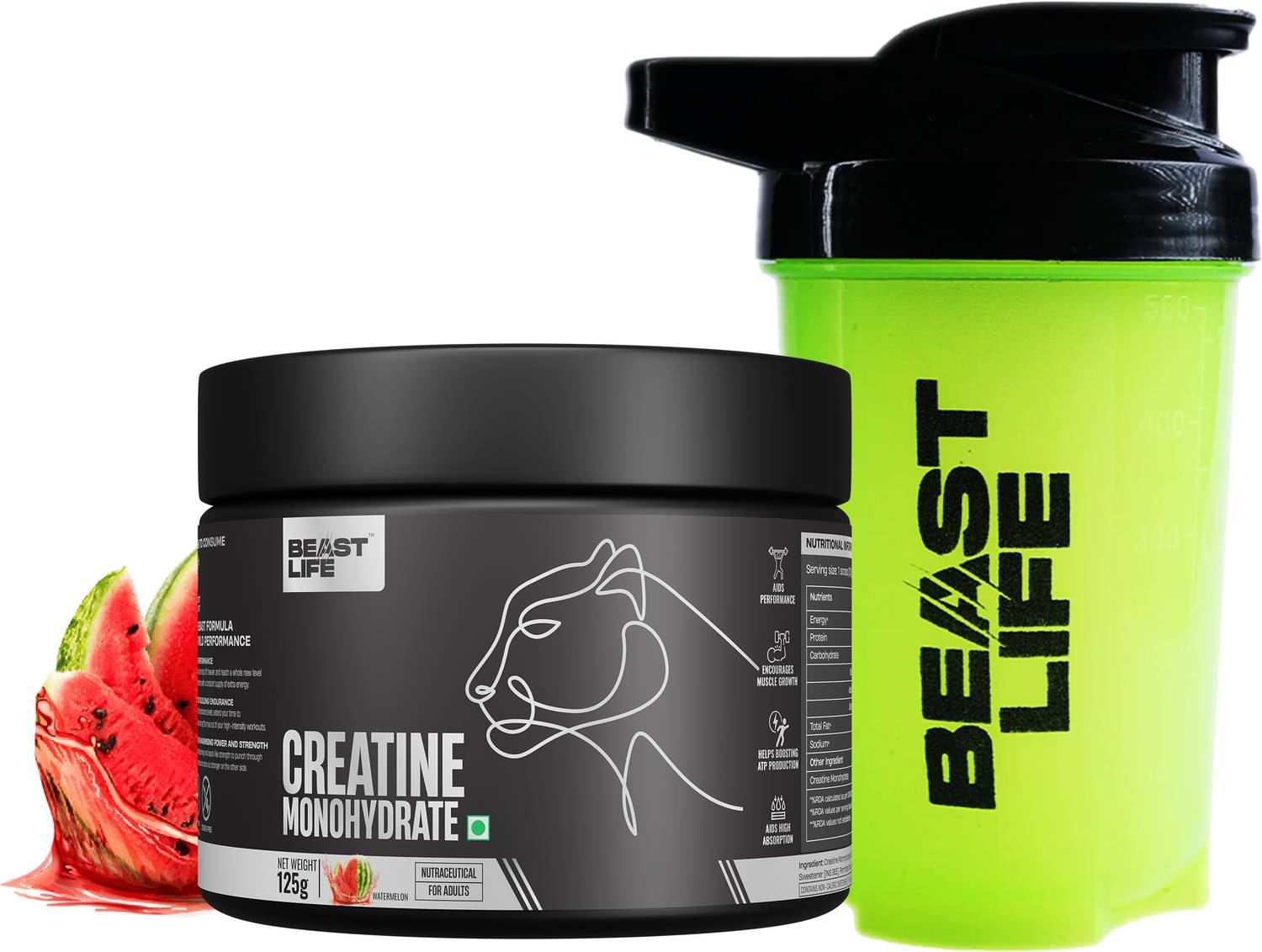BeastLife Pure Creatine Monohydrate 125g with Shaker