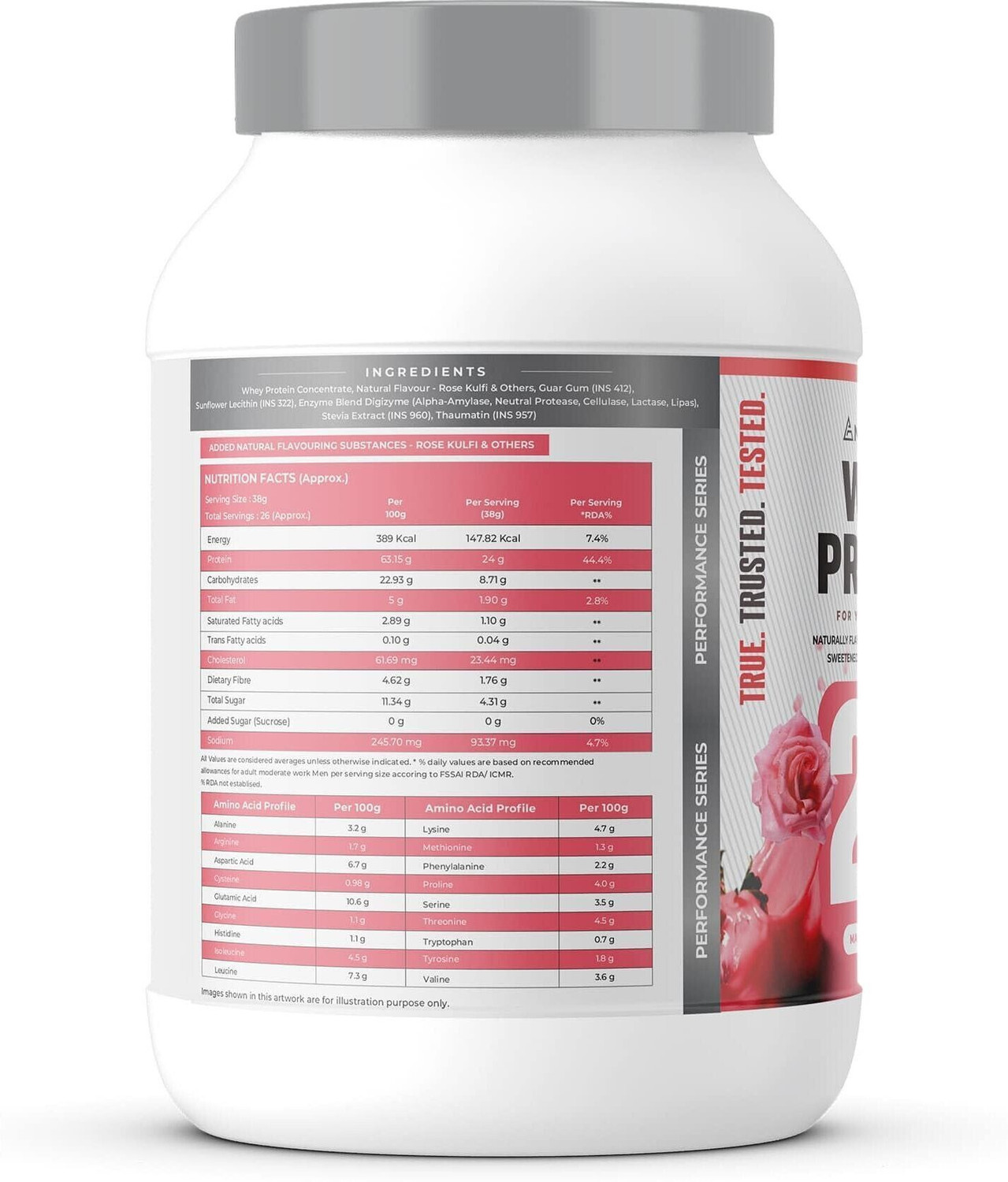 Image of NATURALTEIN Natural Whey 1kg| Max Rose Kulfi| 24g Protein| Stevia| Gluten & Soy Free Whey Protein