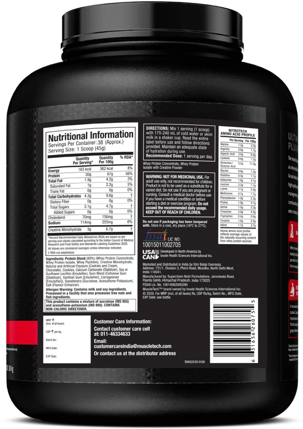 Image of Muscletech Nitro-Tech Whey Protein Whey Protein