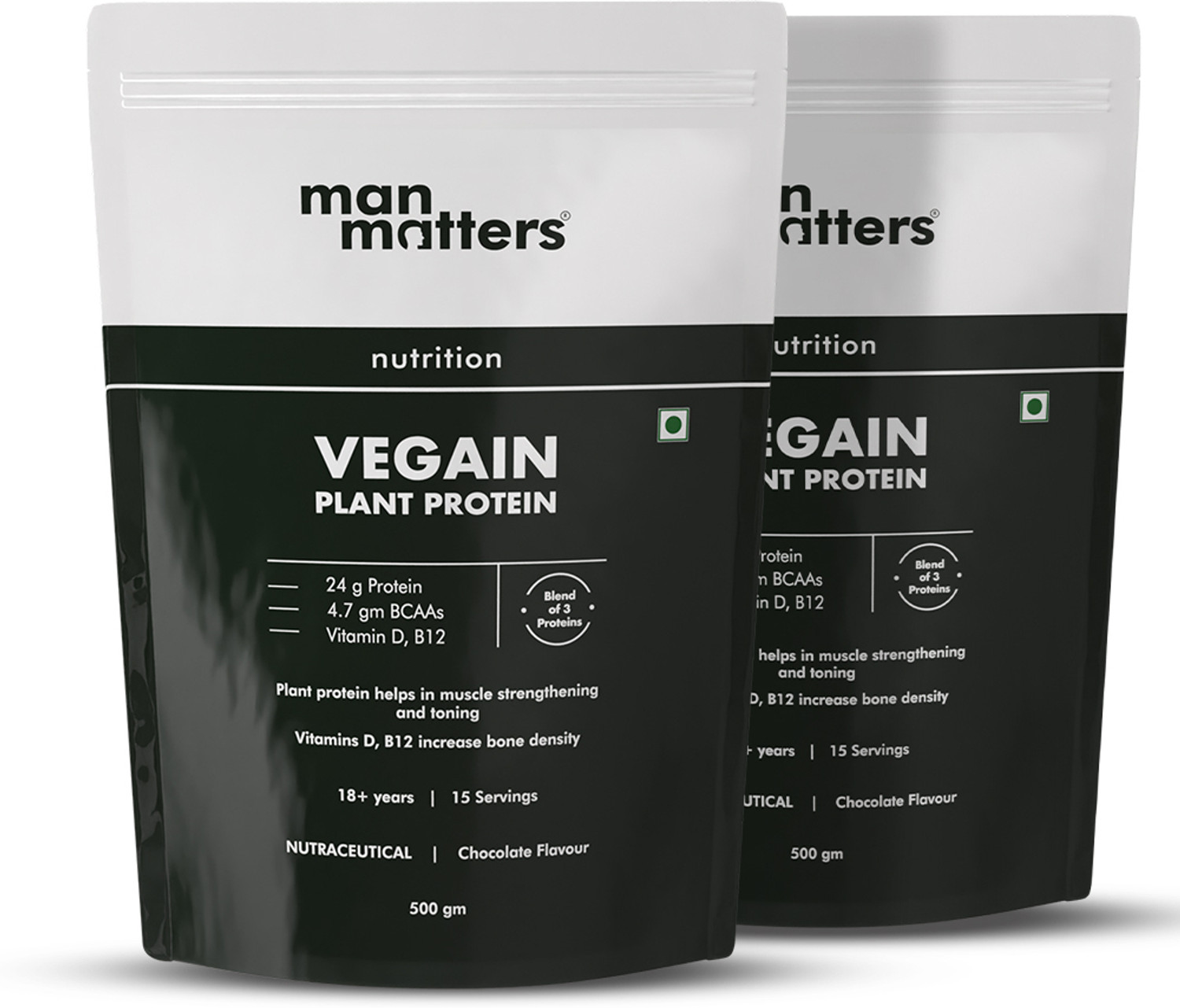 Image of Man Matters Vegain Plant Protein | 24g Pure Protein | Higher Absorption & Digestive Enzymes Plant-Based Protein