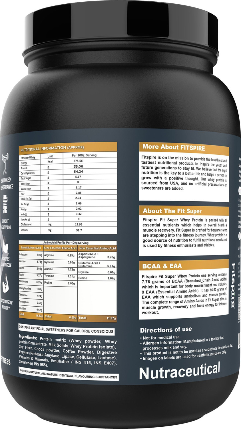 Image of Fitspire Fit Super Protein 100% Authentic & No Adulteration Muscle Growth & Recovery Whey Protein