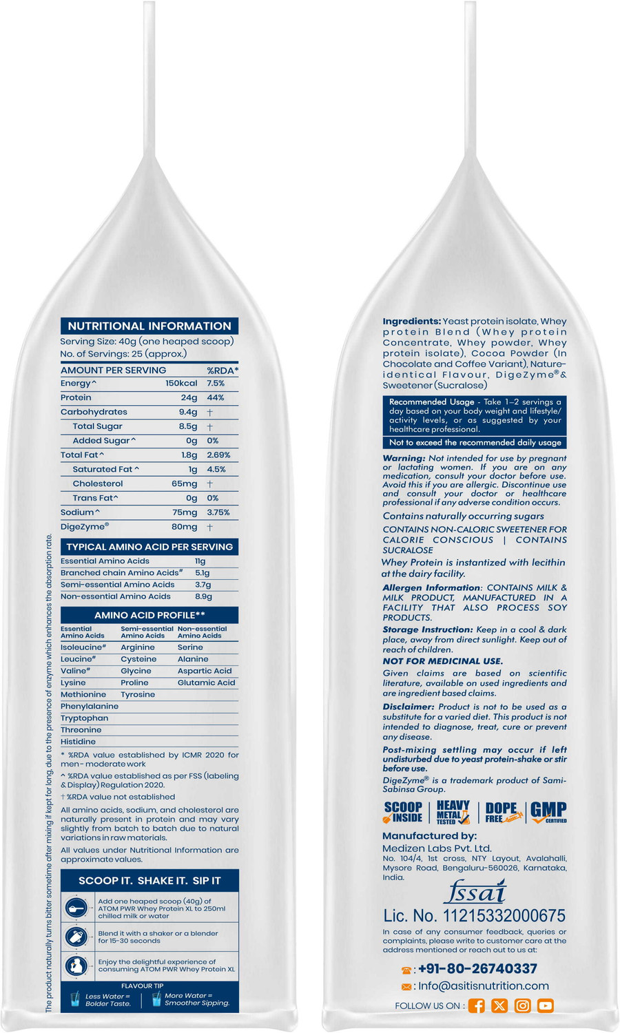 Image of AS-IT-IS Nutrition ATOM PWR Whey XL - Powered with Fermented Yeast Protein Isolate Whey Protein