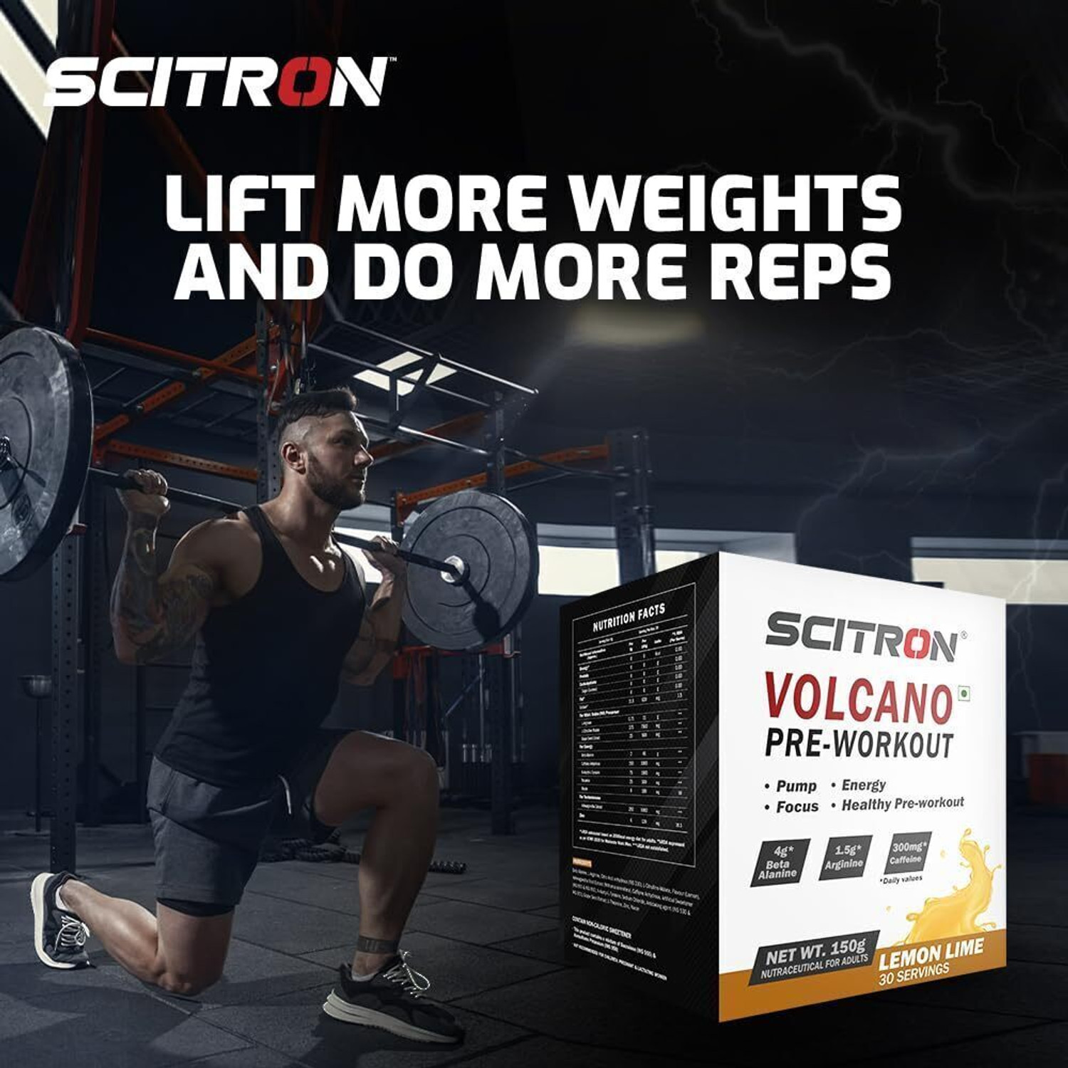 Image of Scitron Volcano Pre-Workout 150 Gm-(Lemon Lime) Pre Workout