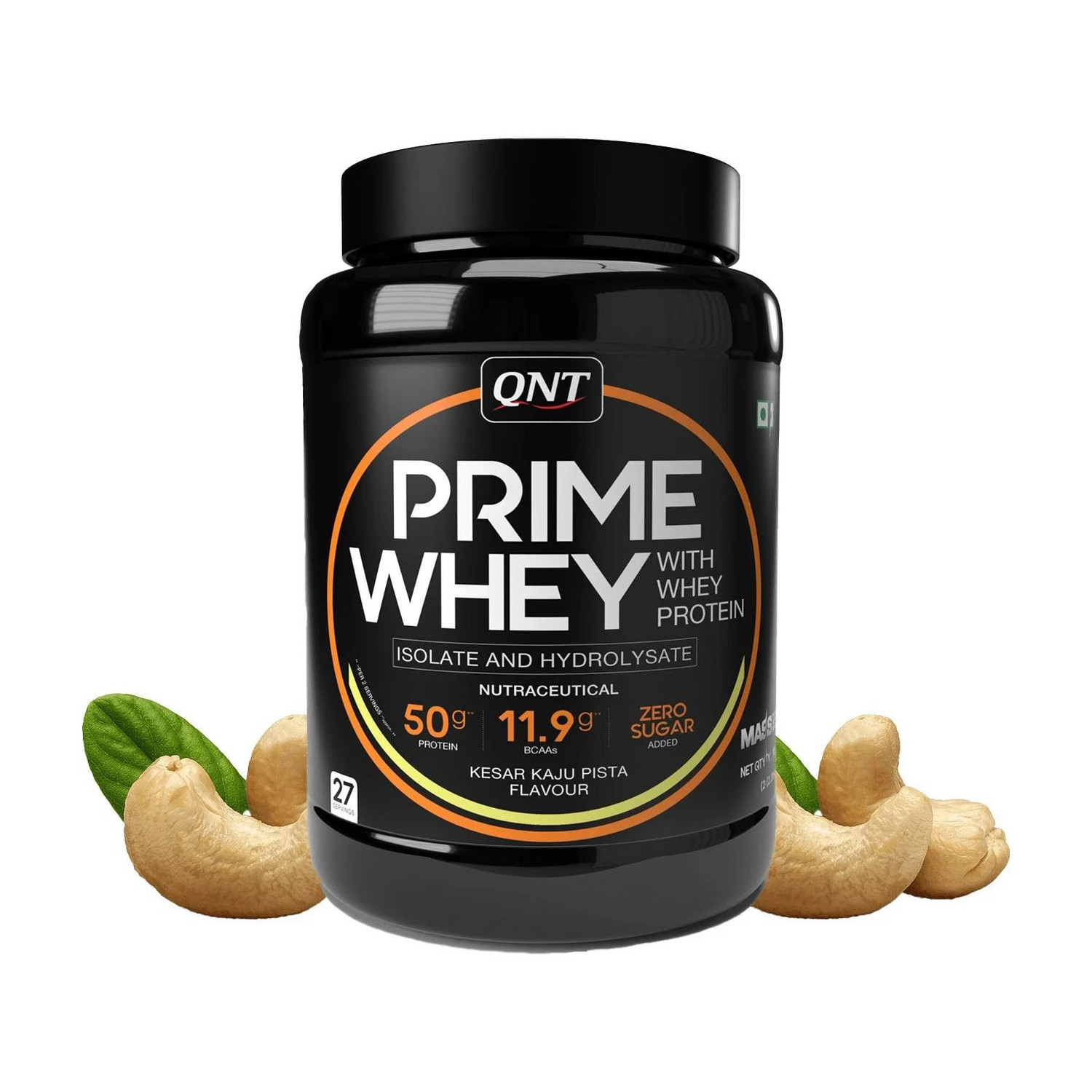 Image of QNT Prime Whey, 100% Whey Protein with whey Isolate, 1kg, Kesar Kaju Pista Flavour Whey Protein