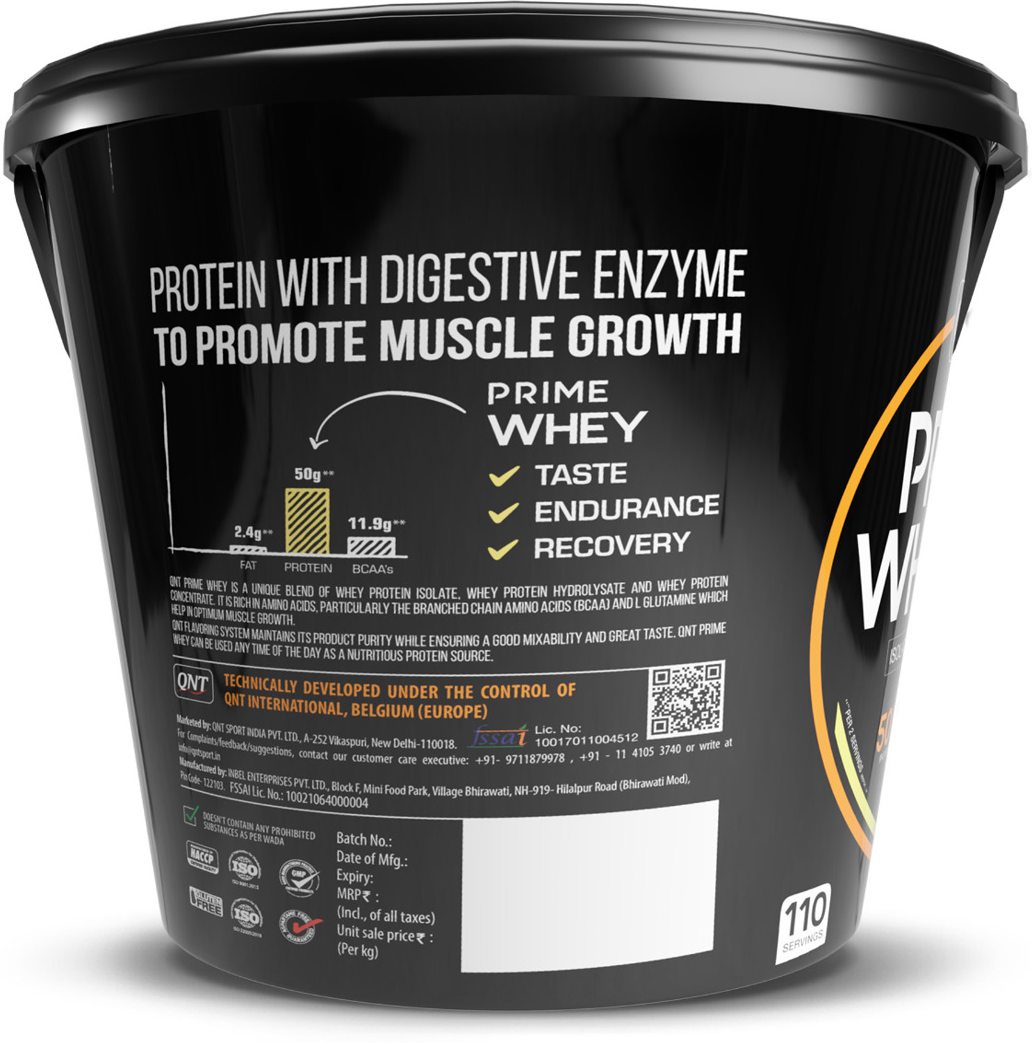 Image of QNT Prime Whey, 100% Whey Protein with whey Isolate, 4kg, Kesar Kaju Pista Flavour Whey Protein