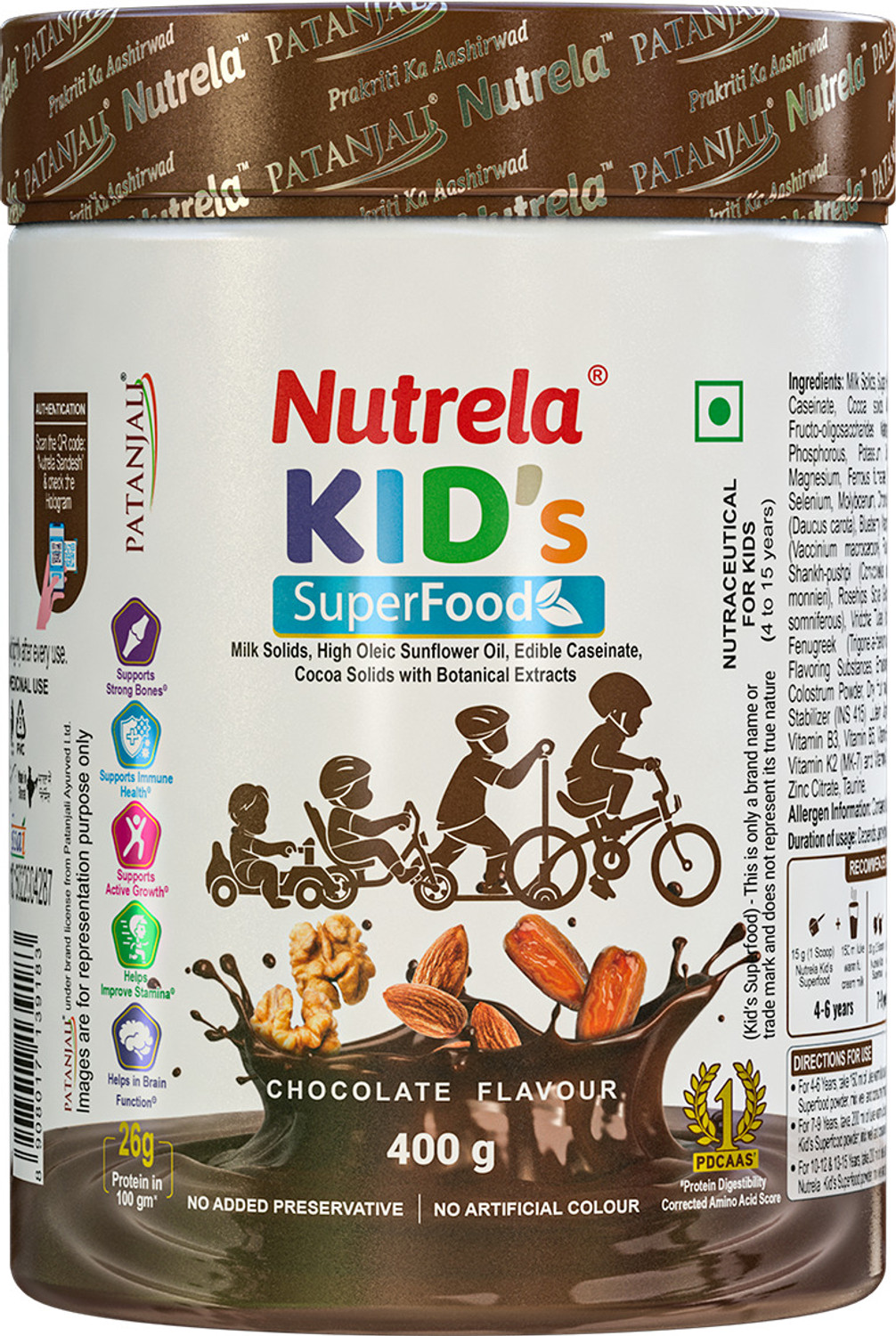 Image of PATANJALI Kids Protein Powder Superfood | Brain Development & Growth | Improves Gut Health (400 g)