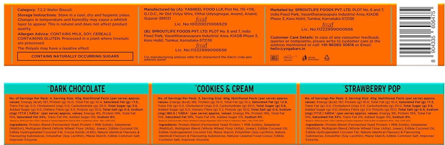 Image of Yogabar 10g Protein Wafer Bars | 0% Maida|Goodness of Millets||10 Bars Protein Bars