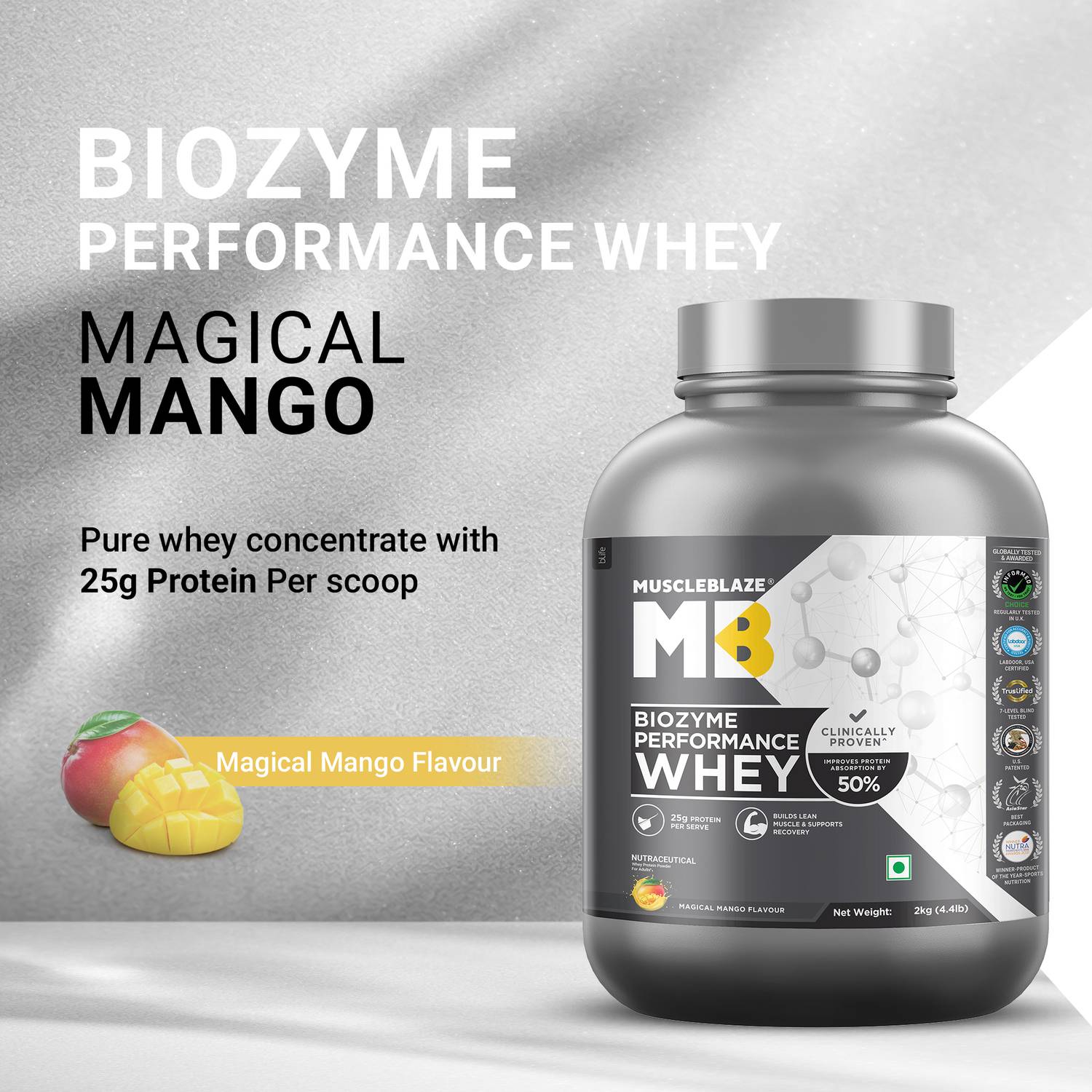 MUSCLEBLAZE Biozyme Performance Whey Protein Powder, 25g - Image 2