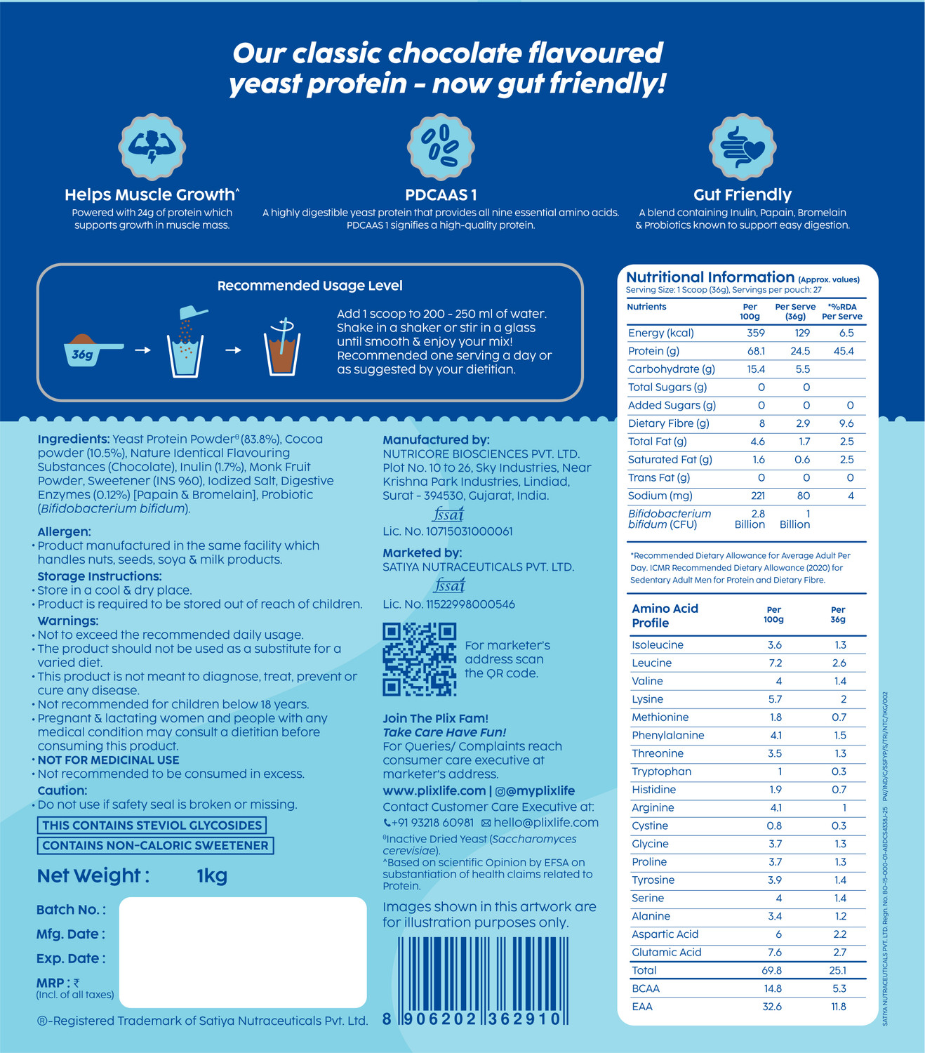 Image of The Plant Fix Plix Super Strength Fermented Yeast Protein | Yeast Protein Powder Plant-Based Protein