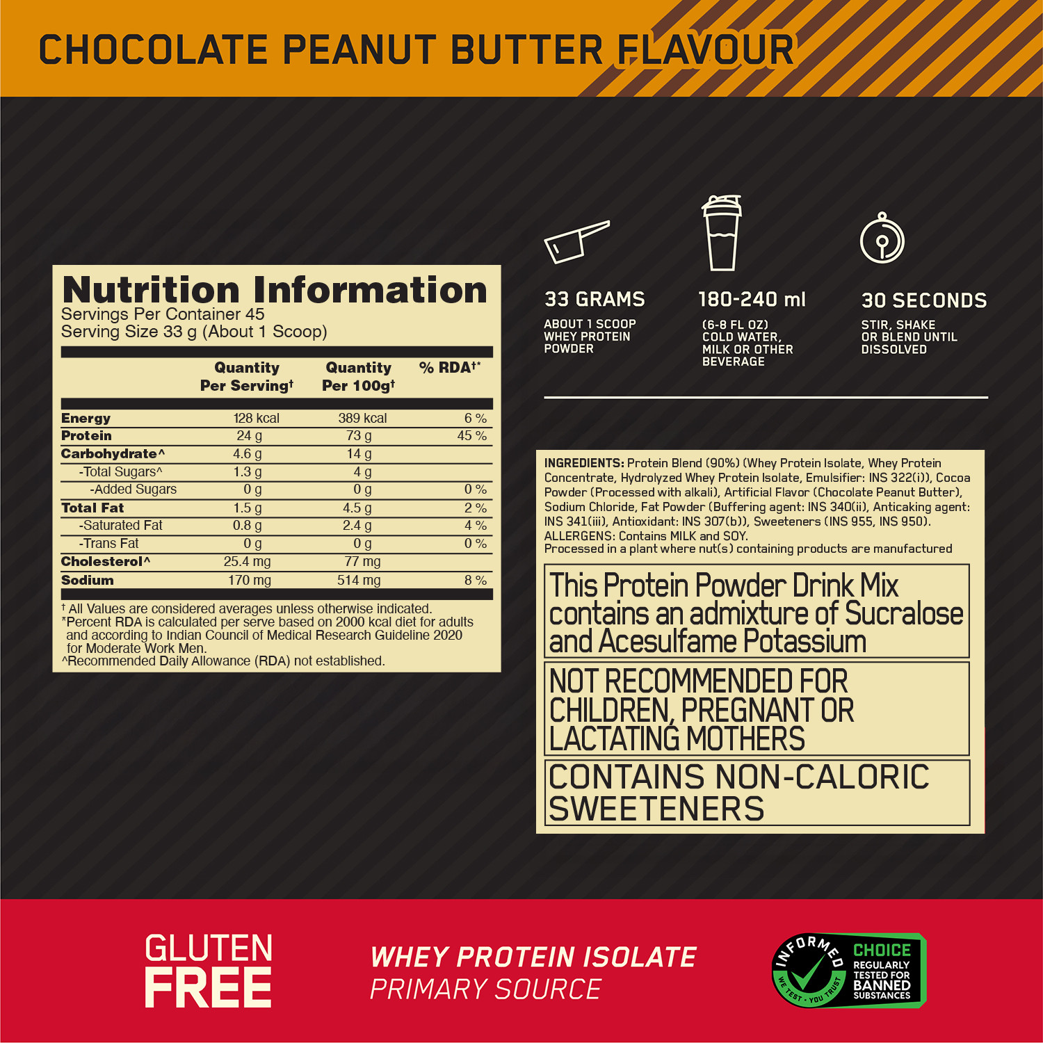 Image of Optimum Nutrition Gold Standard 100% Whey Protein, with Micronised Creatine 125g Whey Protein
